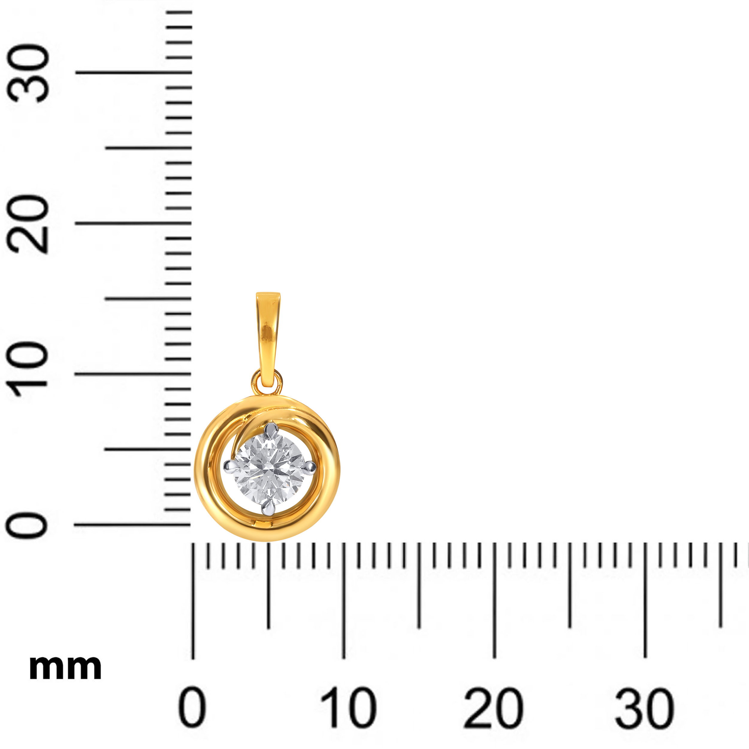 Fashionable Swirl Solitaire Pendant - Senco Gold and Diamonds