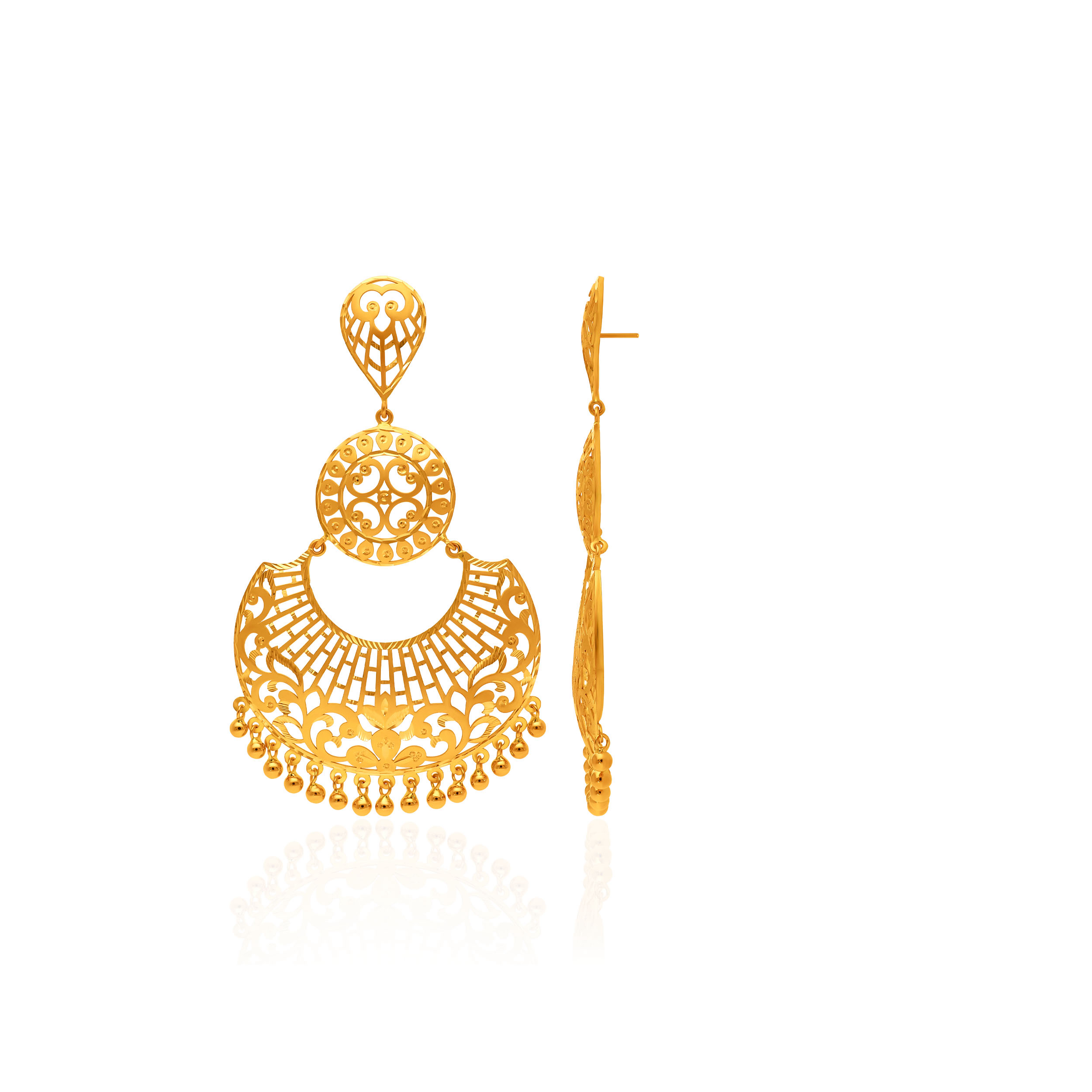 Imperial Poise Gold Chand Bali Earrings - Senco Gold and Diamonds