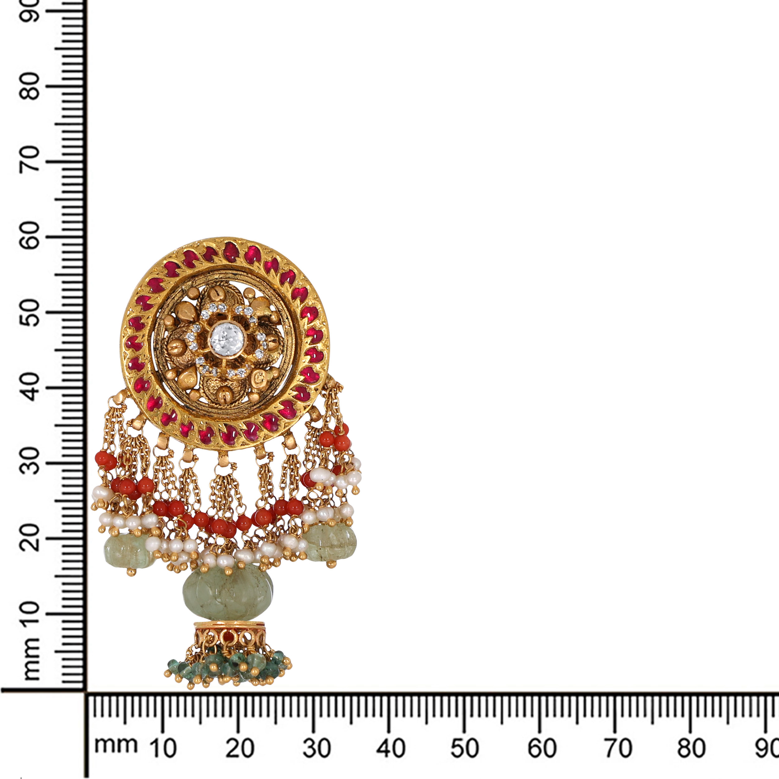 Floral Antique Gold Kundan Earrings - Senco Gold and Diamonds