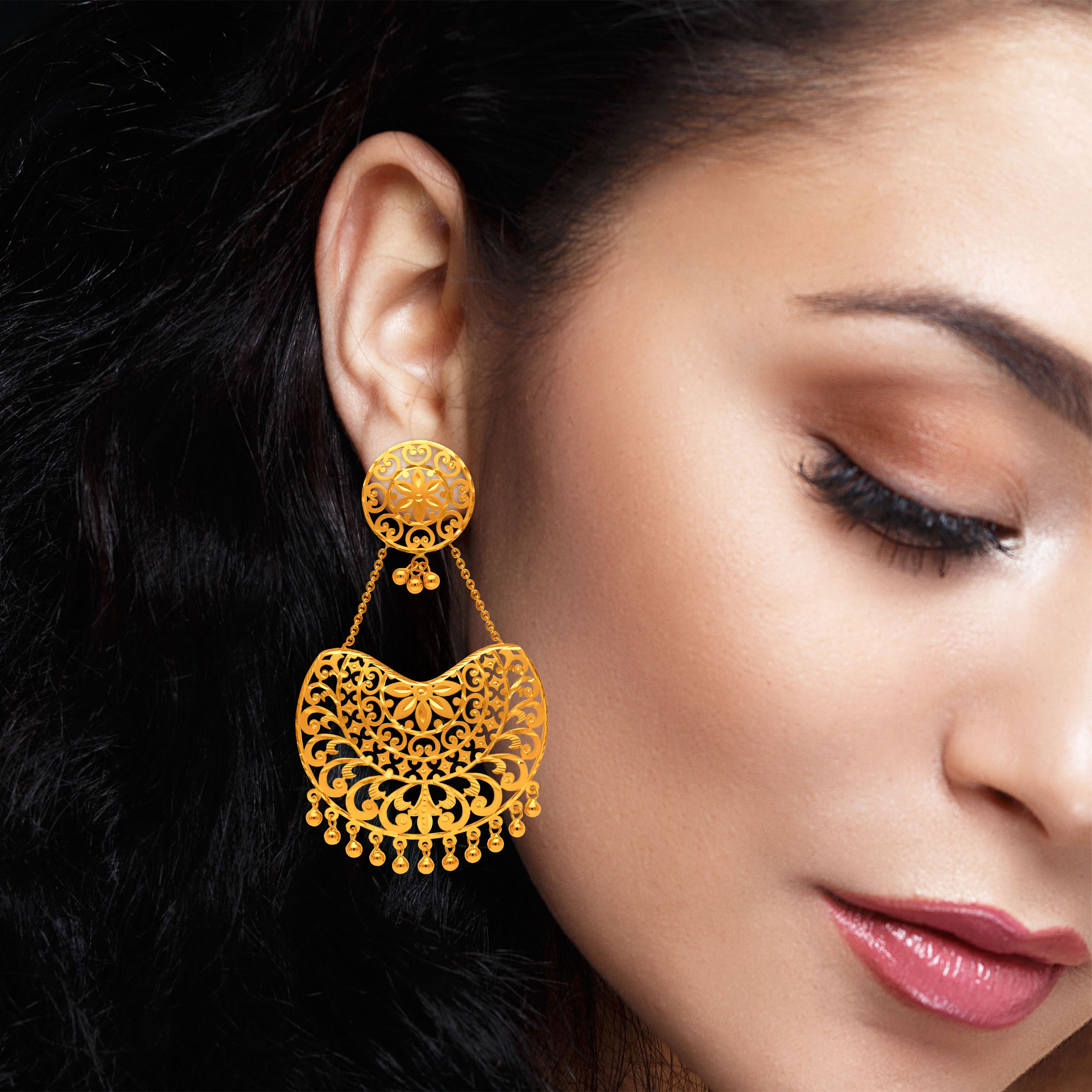 Regal Web Gold Earrings - Senco Gold and Diamonds