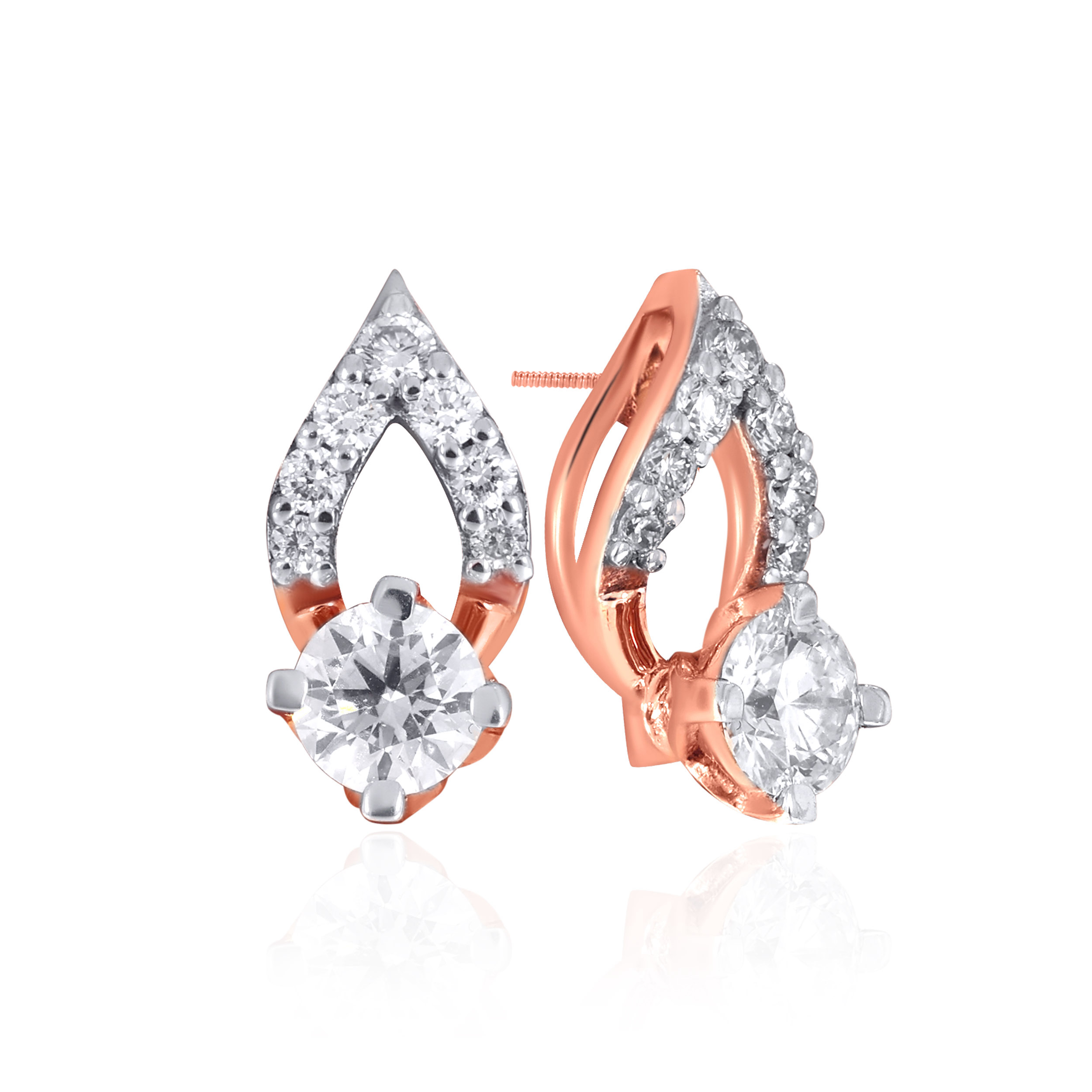 18K Rose Gold Diamond Studs Earrings-DT-D000754773 - Senco Gold and Diamonds