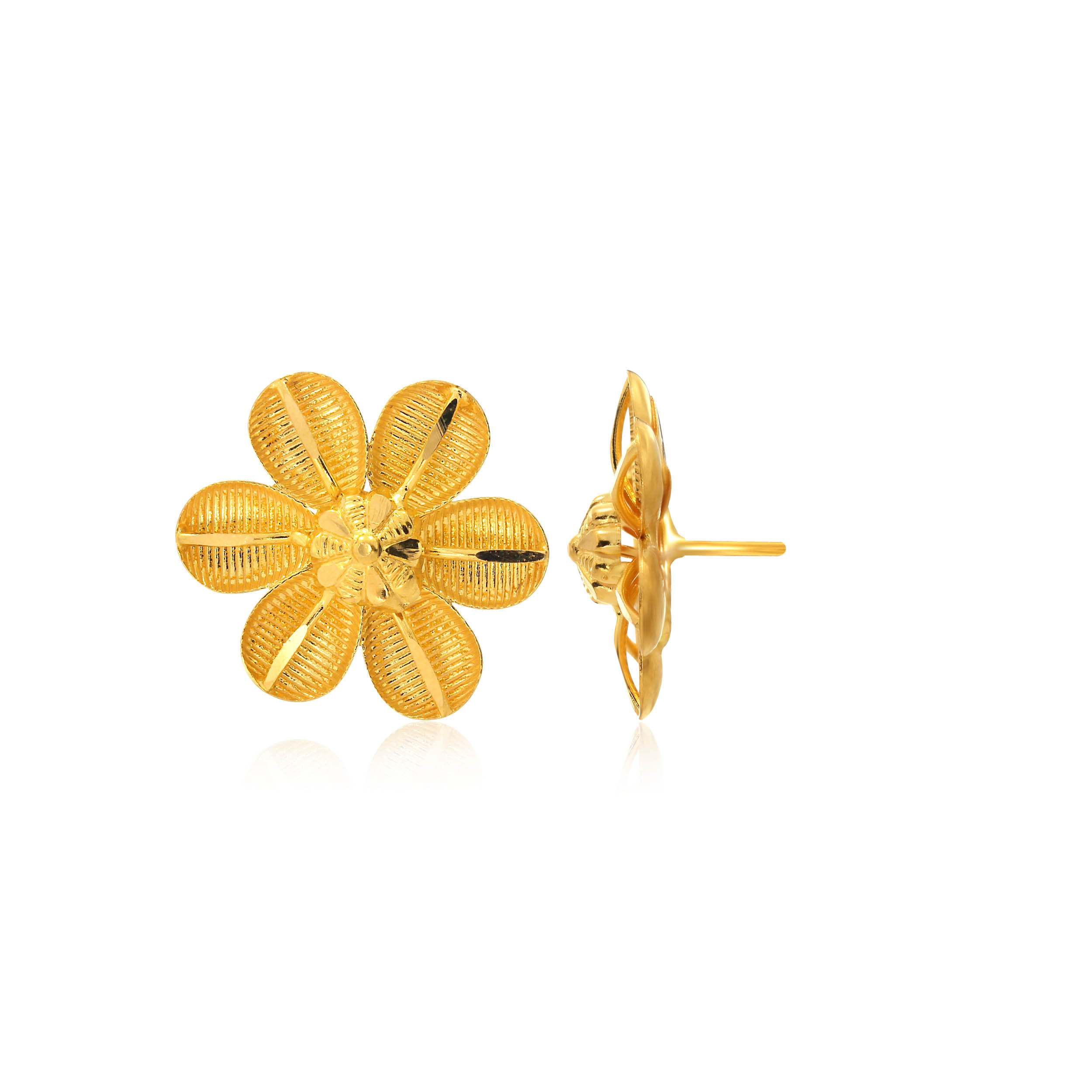 Leafy Petals Gold Studs - Senco Gold and Diamonds
