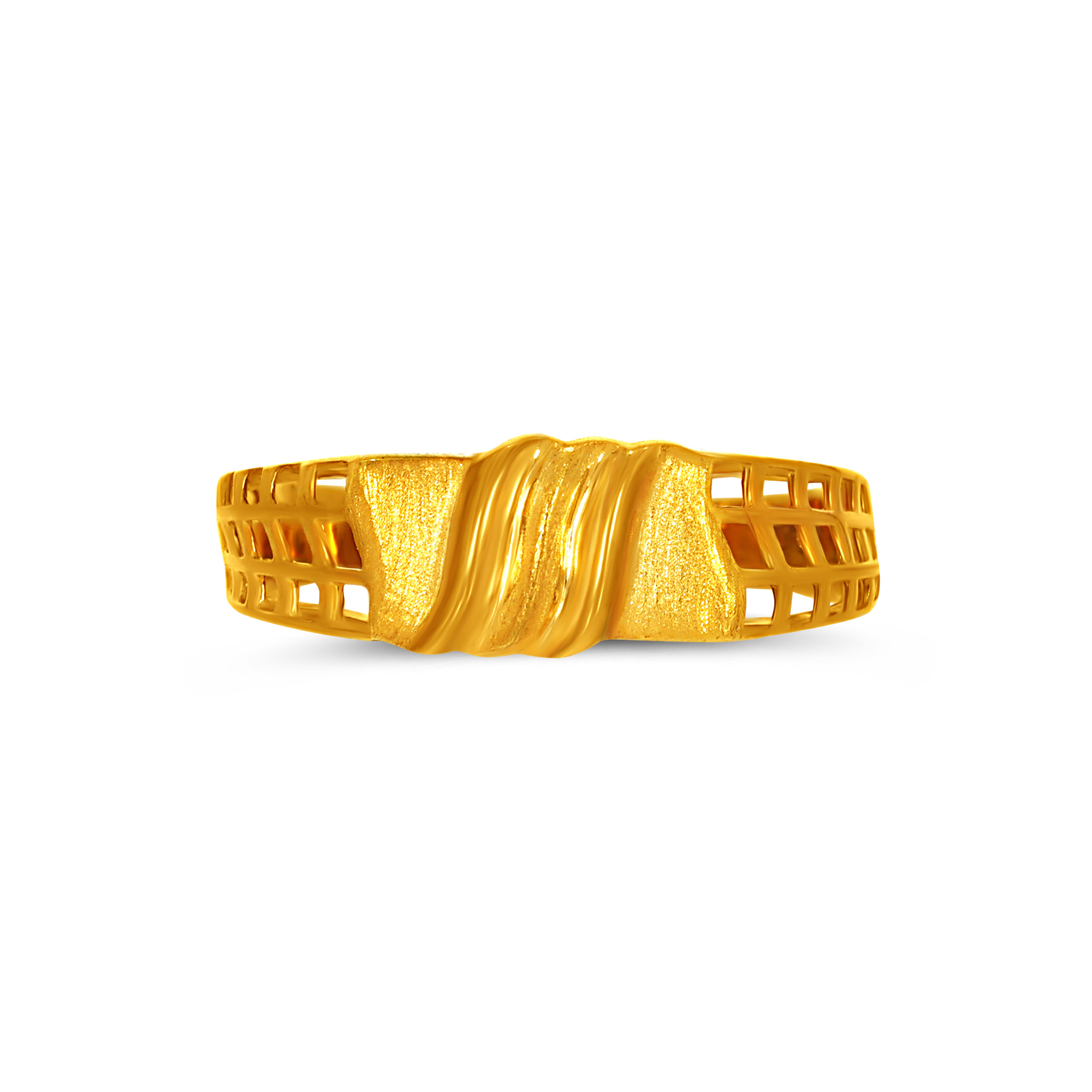 Sculpted Grid Men's Gold Ring - Senco Gold and Diamonds