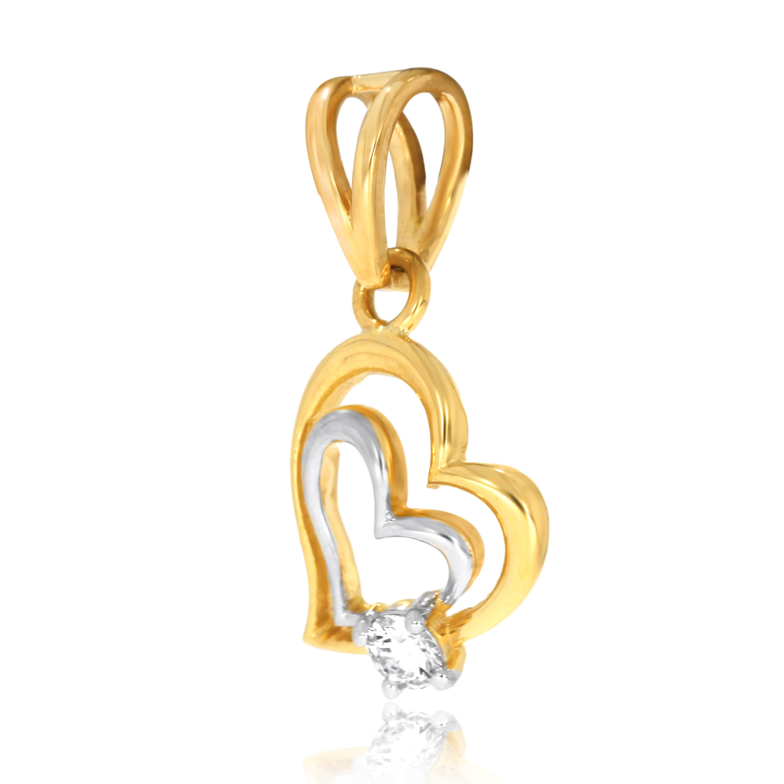Twin Heart Solitaire Pendant - Senco Gold and Diamonds