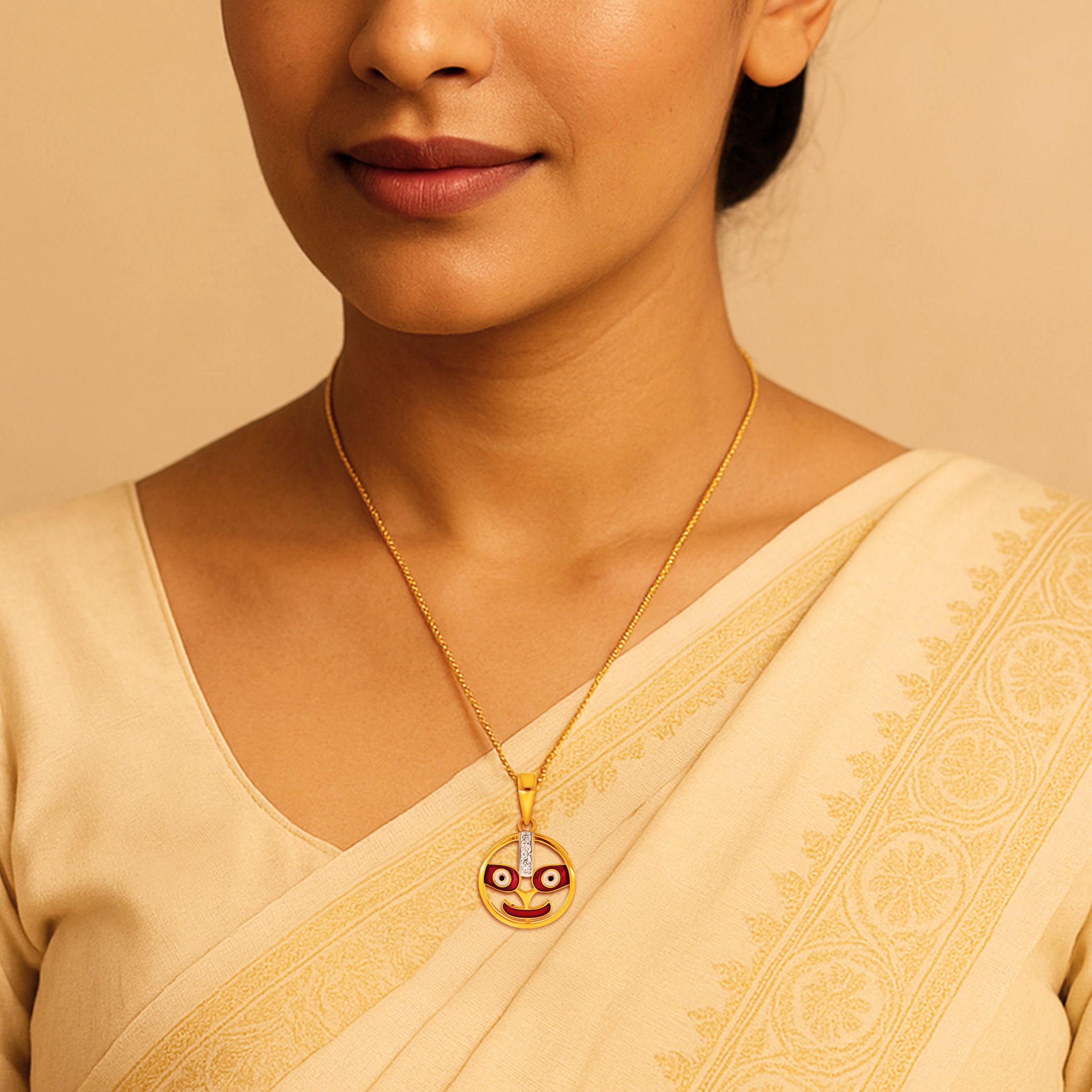 Festive Blessings Jagannath Diamond Rakhi Pendant - Senco Gold and Diamonds