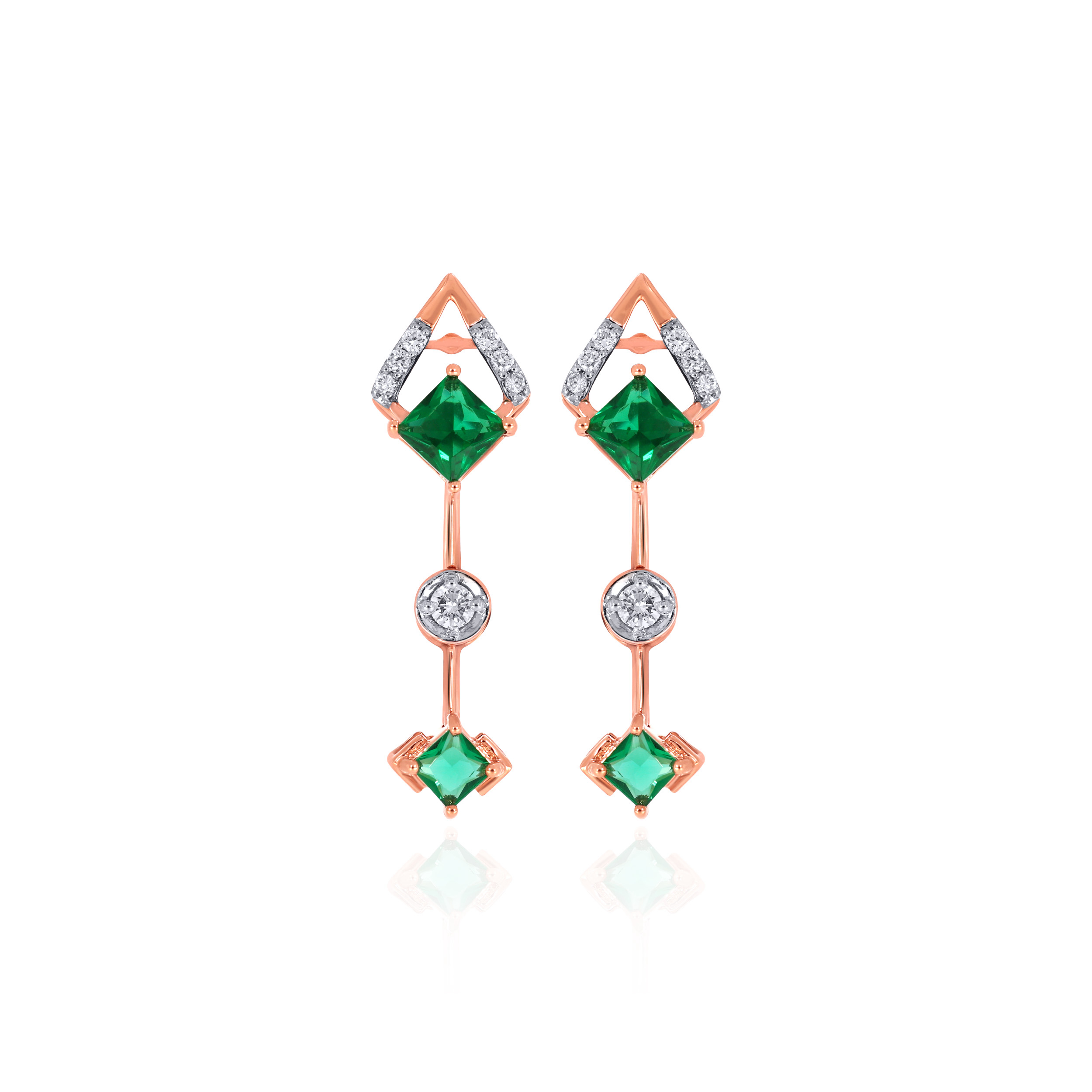Gleaming Verdure Diamond Drop Earrings - Senco Gold and Diamonds