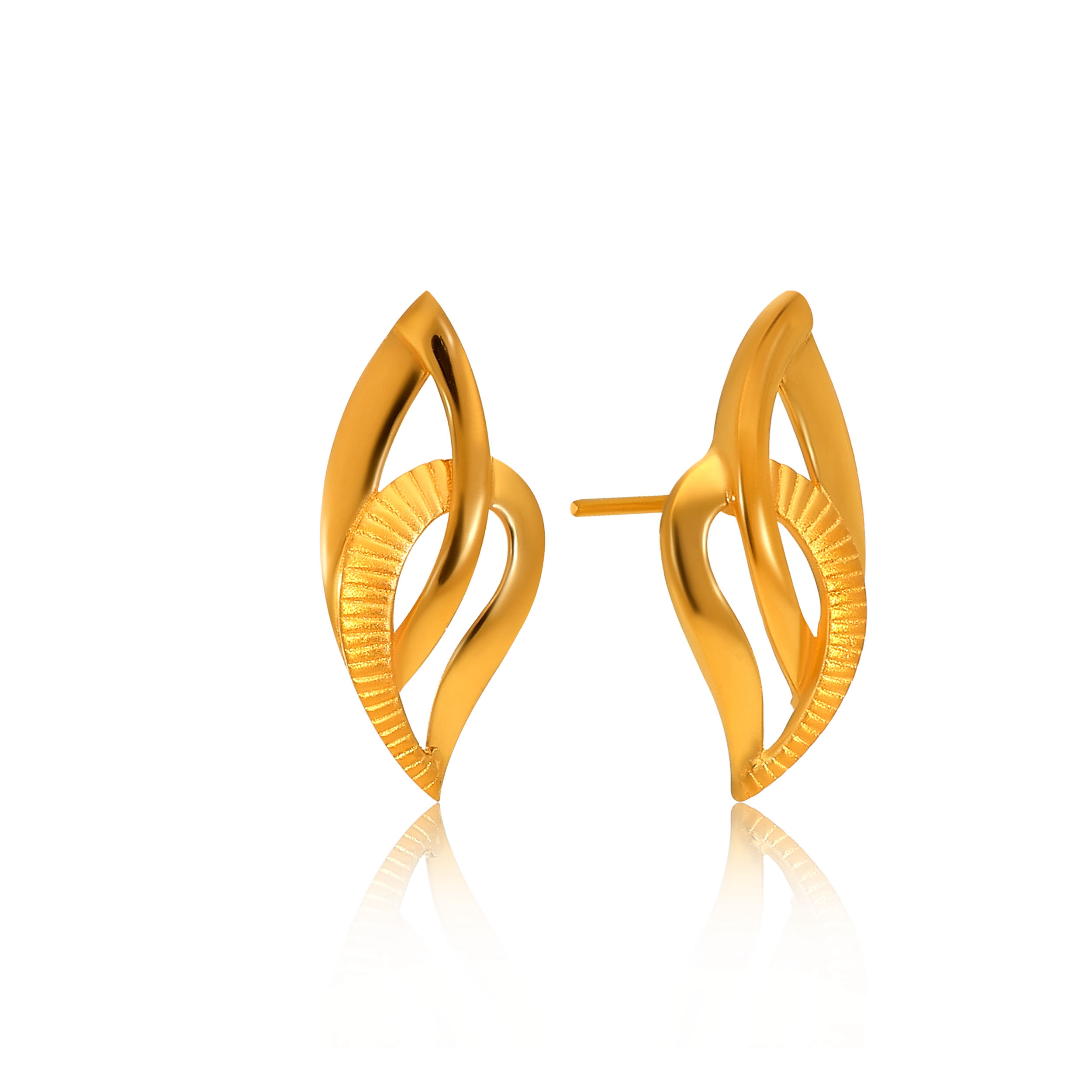 Artisan Leaf Gold Studs - Senco Gold and Diamonds