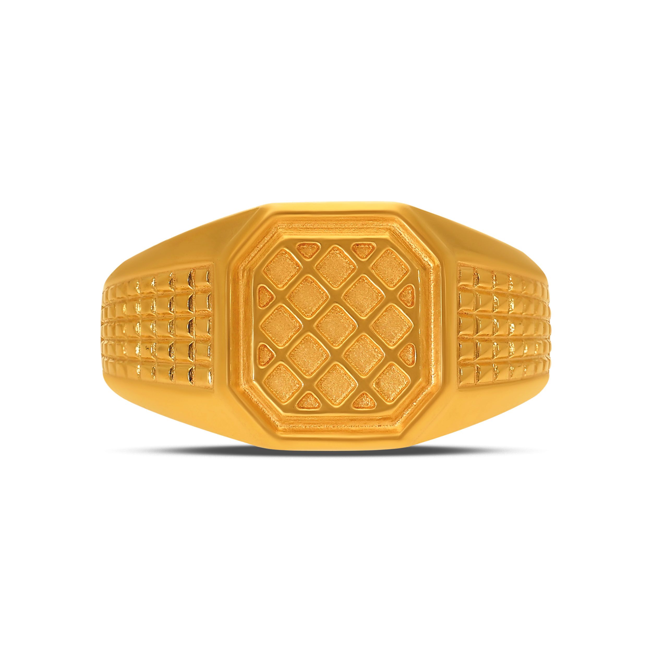 Grid Crest Men’s Gold Ring alternate view 1