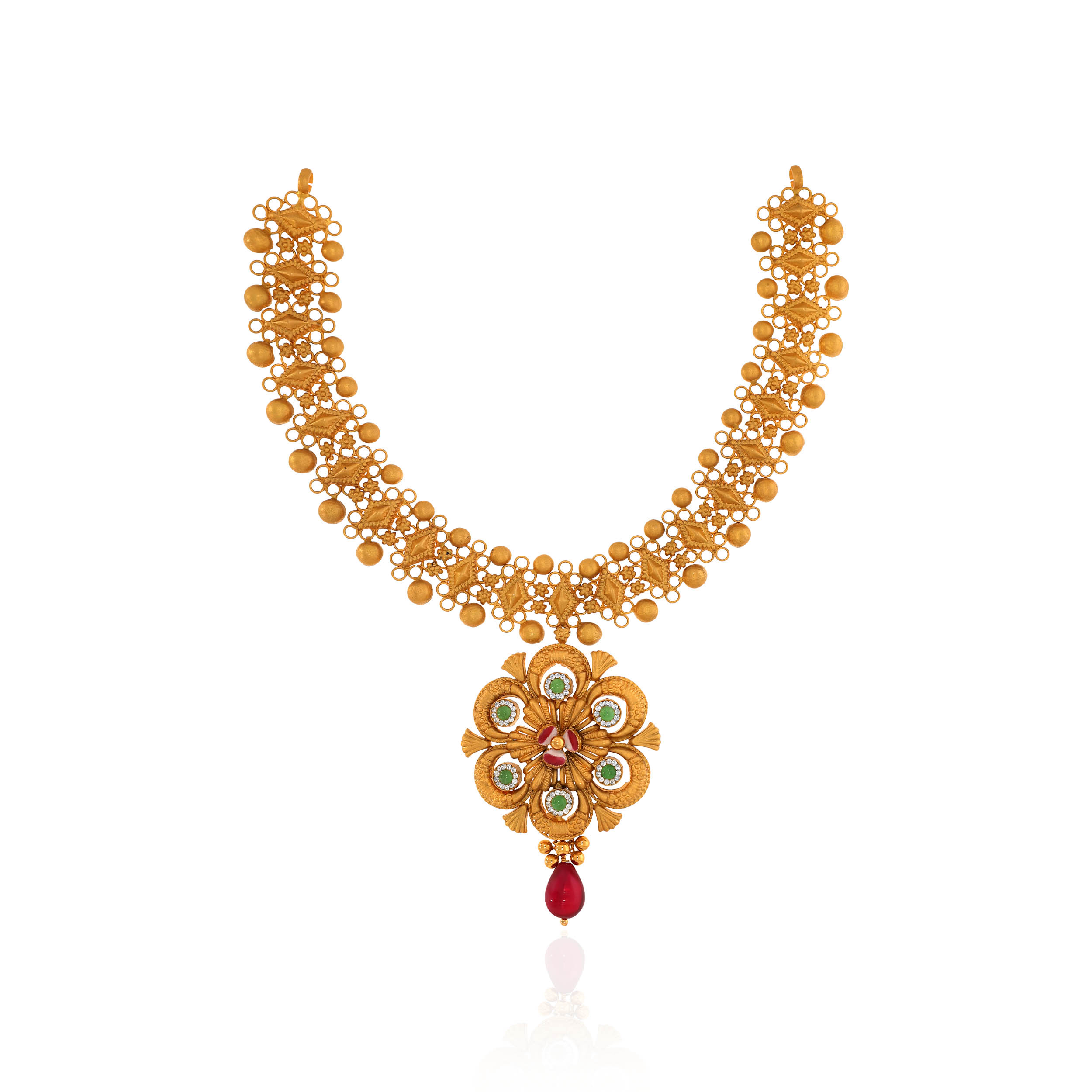 22K Yellow Gold Antique Kundan Necklace-GN-D000779661 - Senco Gold and Diamonds