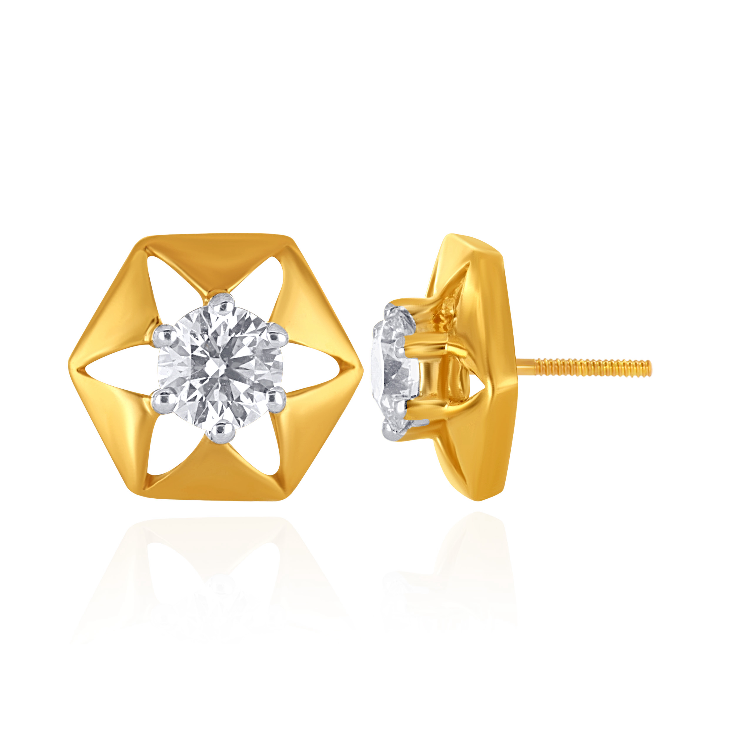 Hexara Solitaire Diamond Studs - Senco Gold and Diamonds