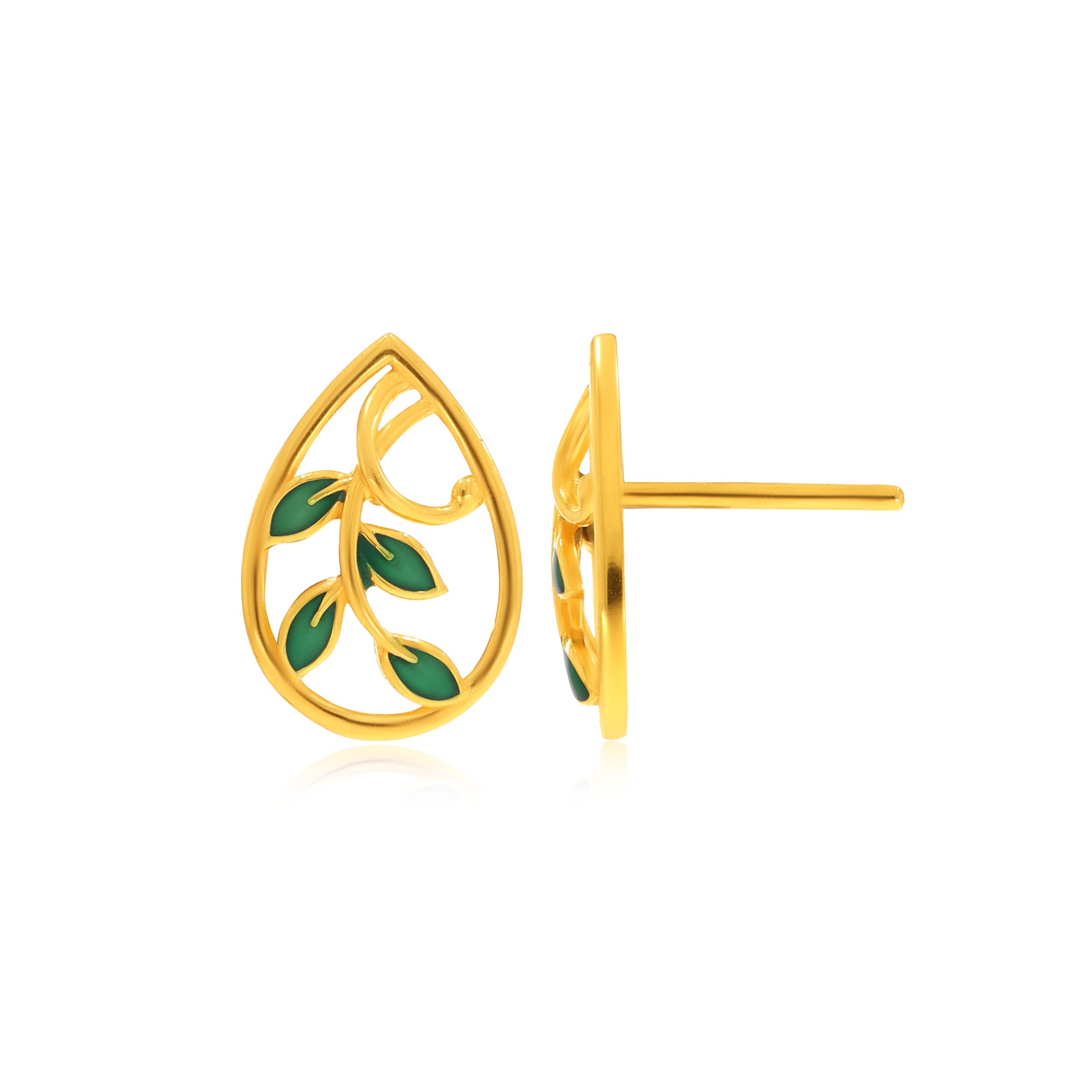 Leafy Drop Gold Studs - Senco Gold and Diamonds