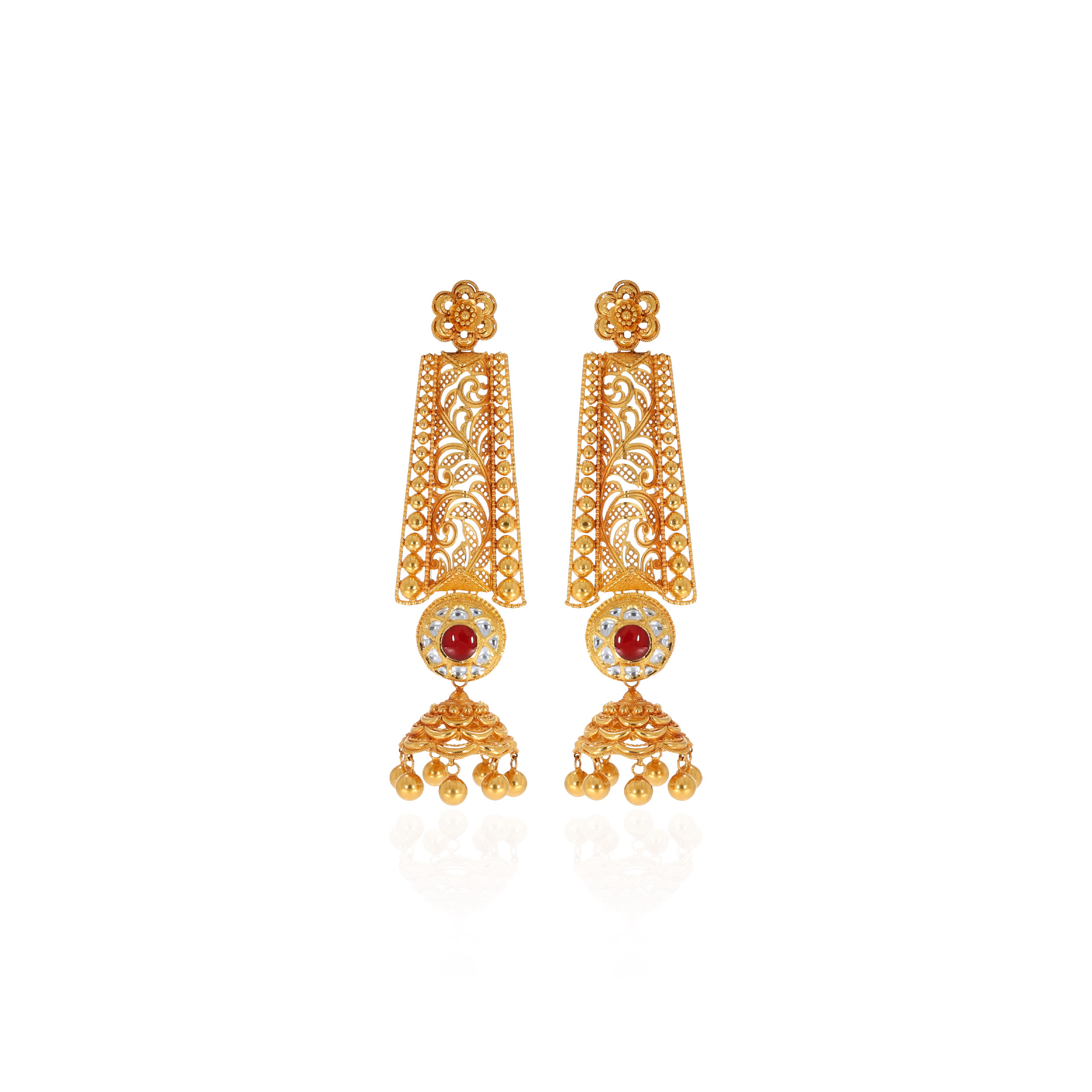 Traditional Art Antique Gold Kundan Danglers - Senco Gold and Diamonds