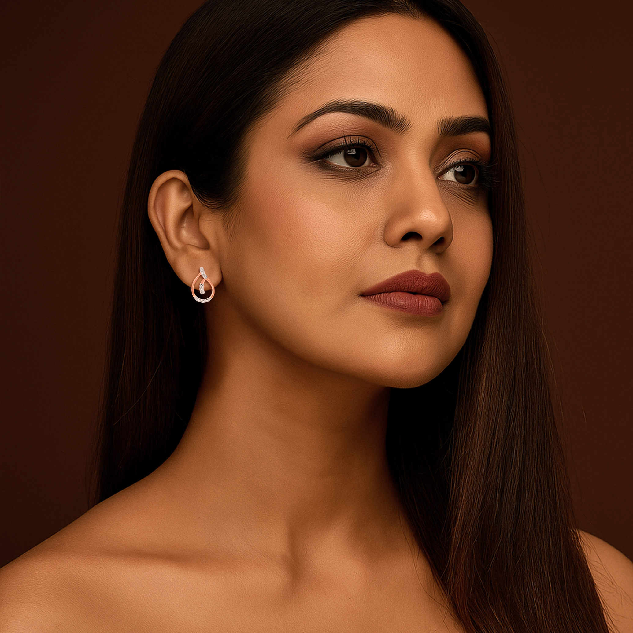 Floating Curve Diamond Studs - Senco Gold and Diamonds