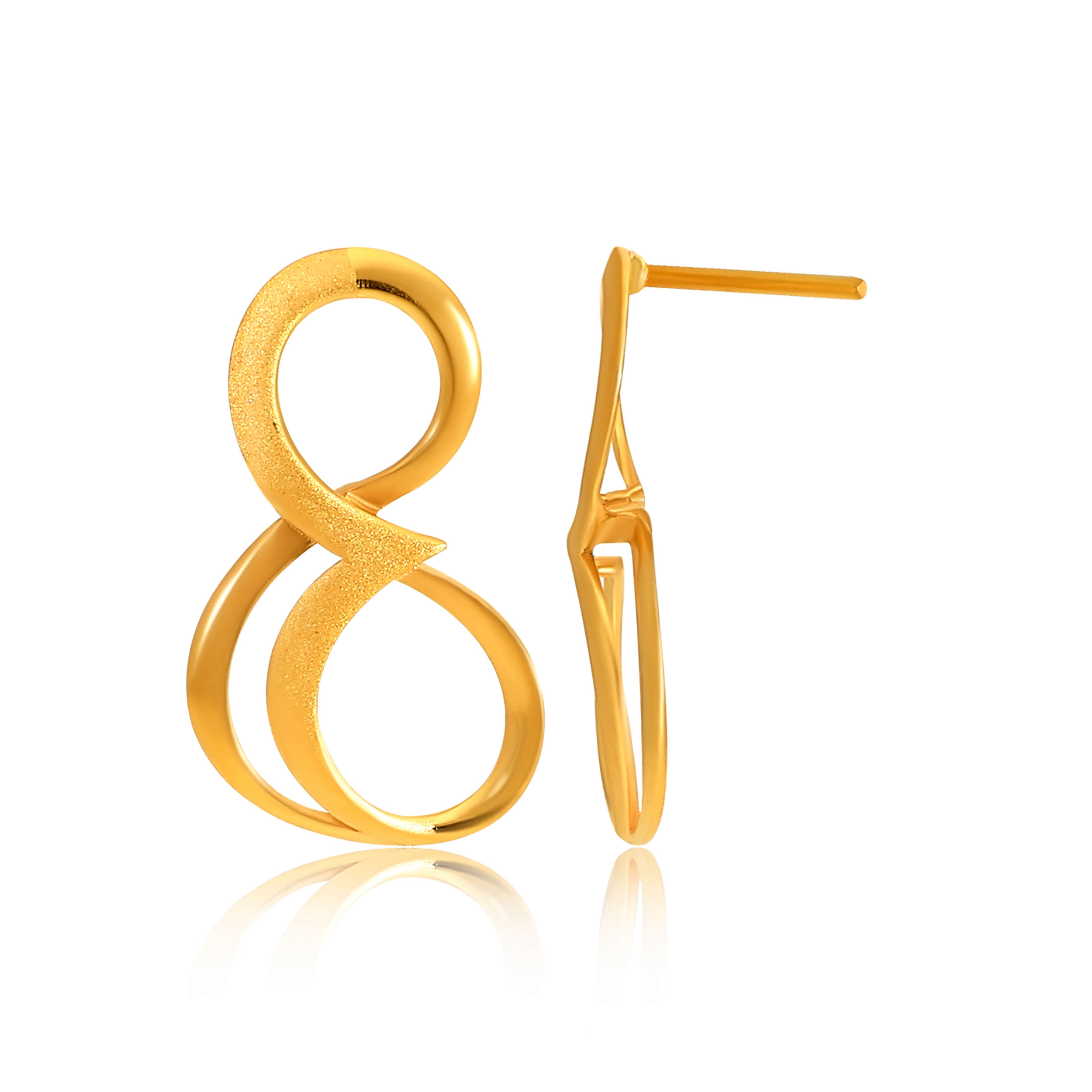 Textured Infinity Gold Studs - Senco Gold and Diamonds