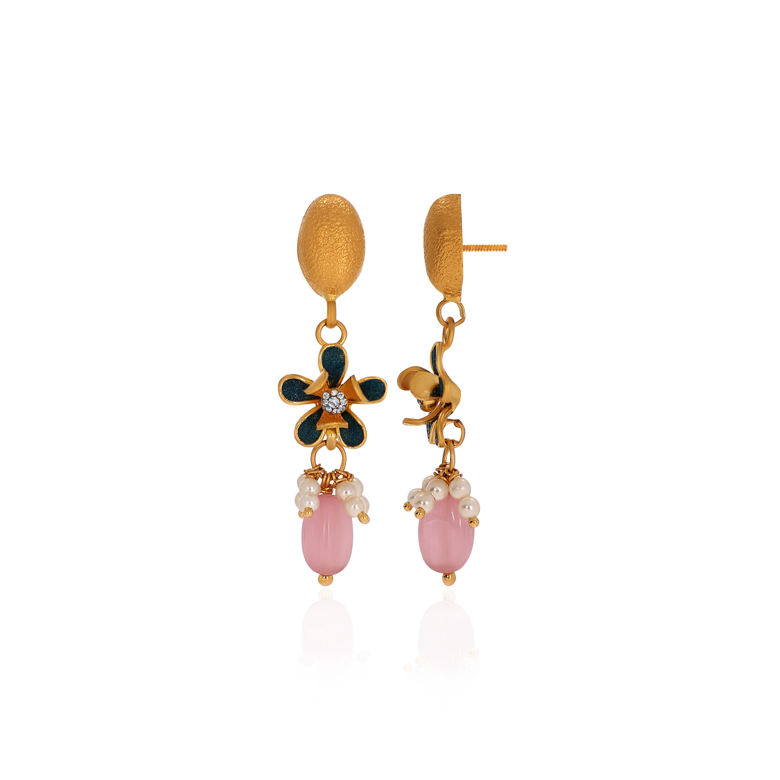 22K Yellow Gold Antique Kundan Drop Earrings-GPGN-D000779693 - Senco Gold and Diamonds