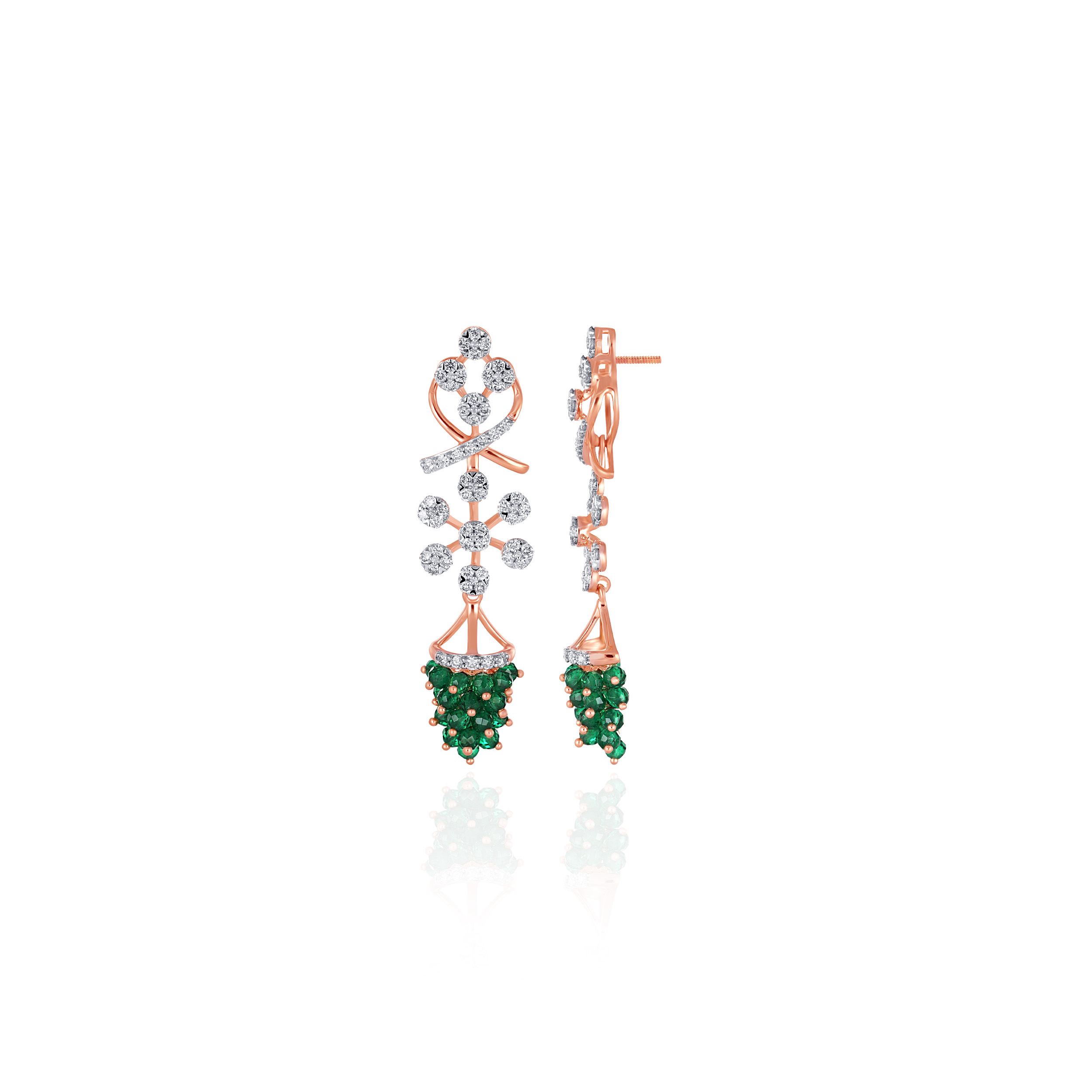 Elysian Bloom Verdant Diamond Earrings - Senco Gold and Diamonds