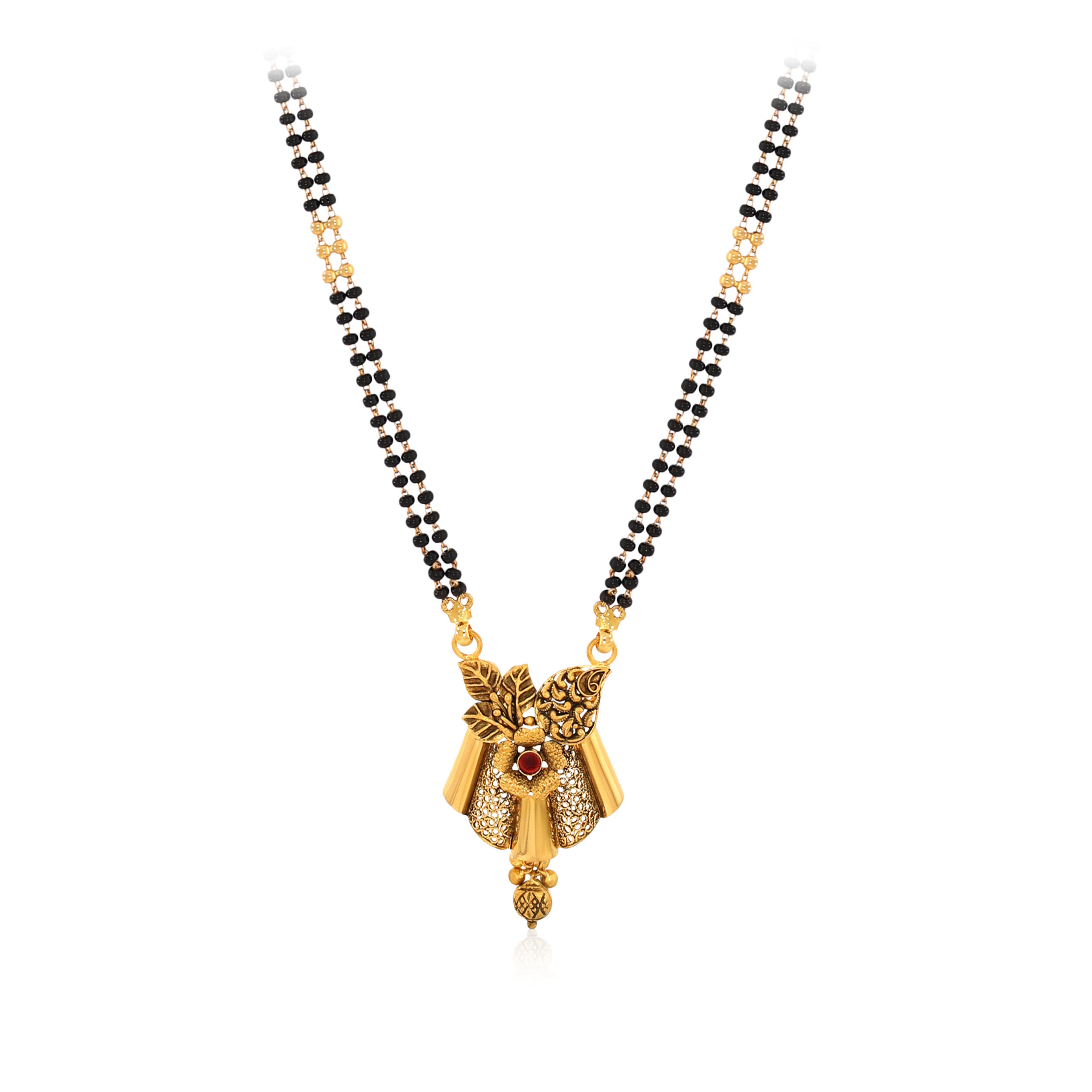 Leafy Bouquet Antique Gold Mangalsutra - Senco Gold and Diamonds