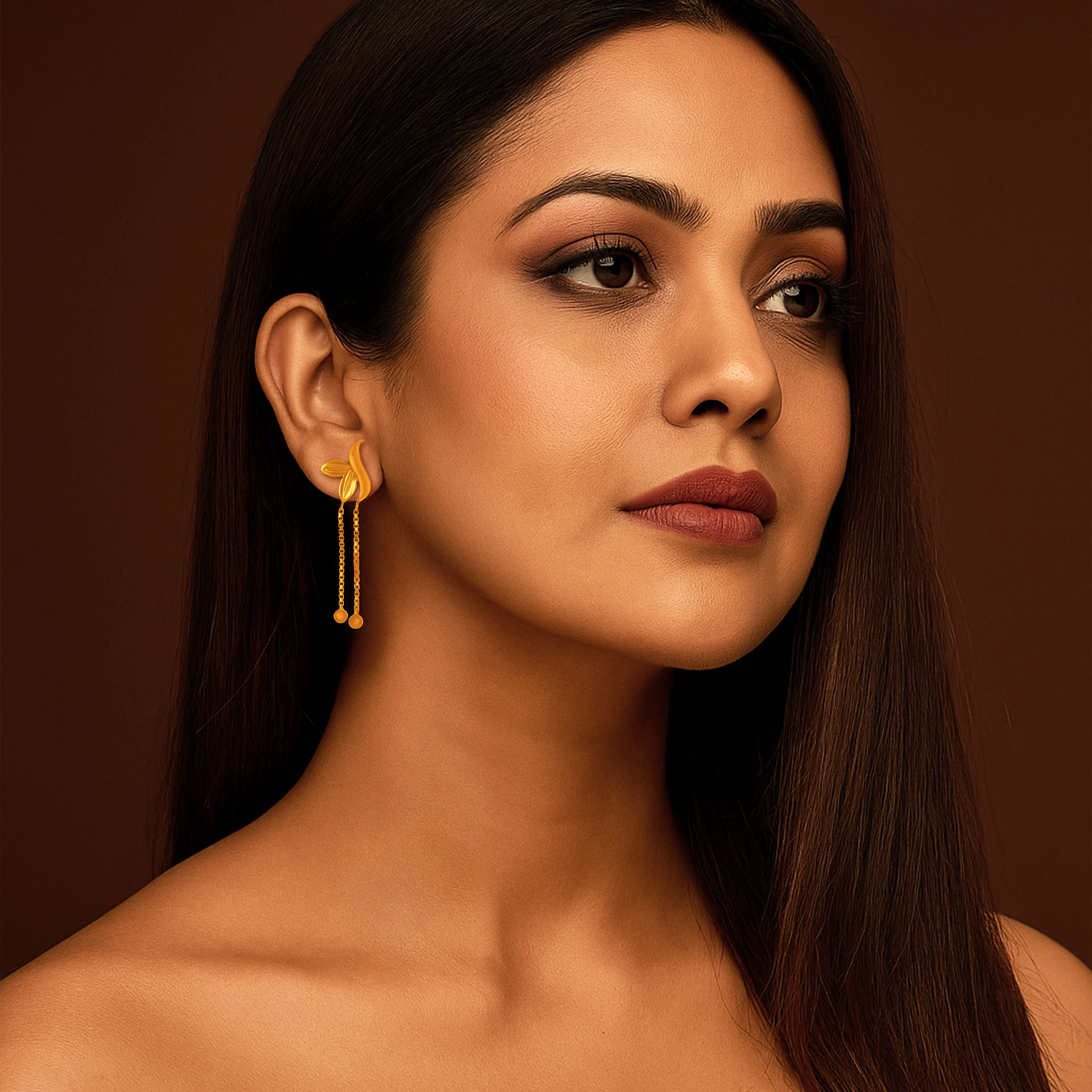 Slender Leaf Gold Earrings - Senco Gold and Diamonds