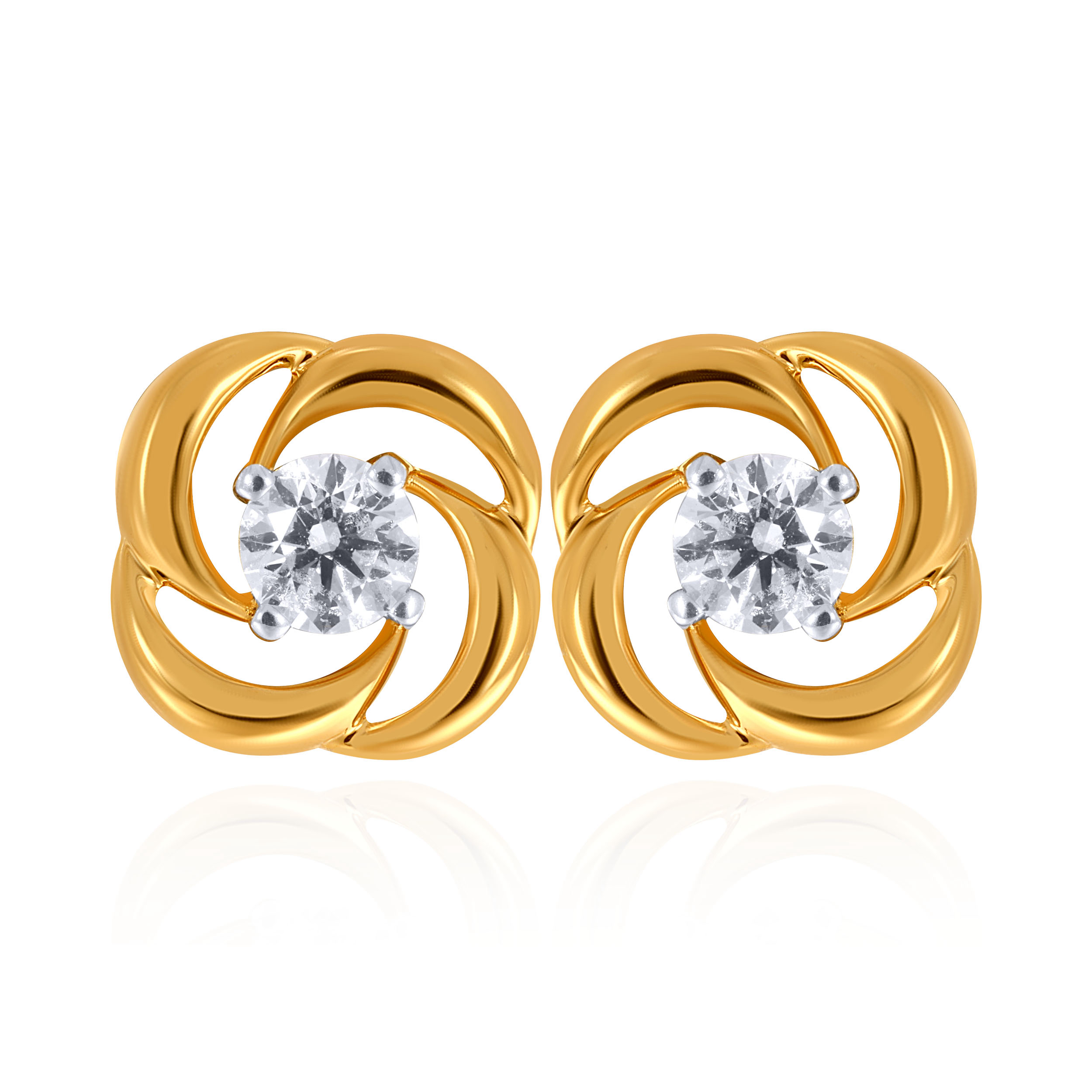 Swirl Gleam Diamond Studs - Senco Gold and Diamonds