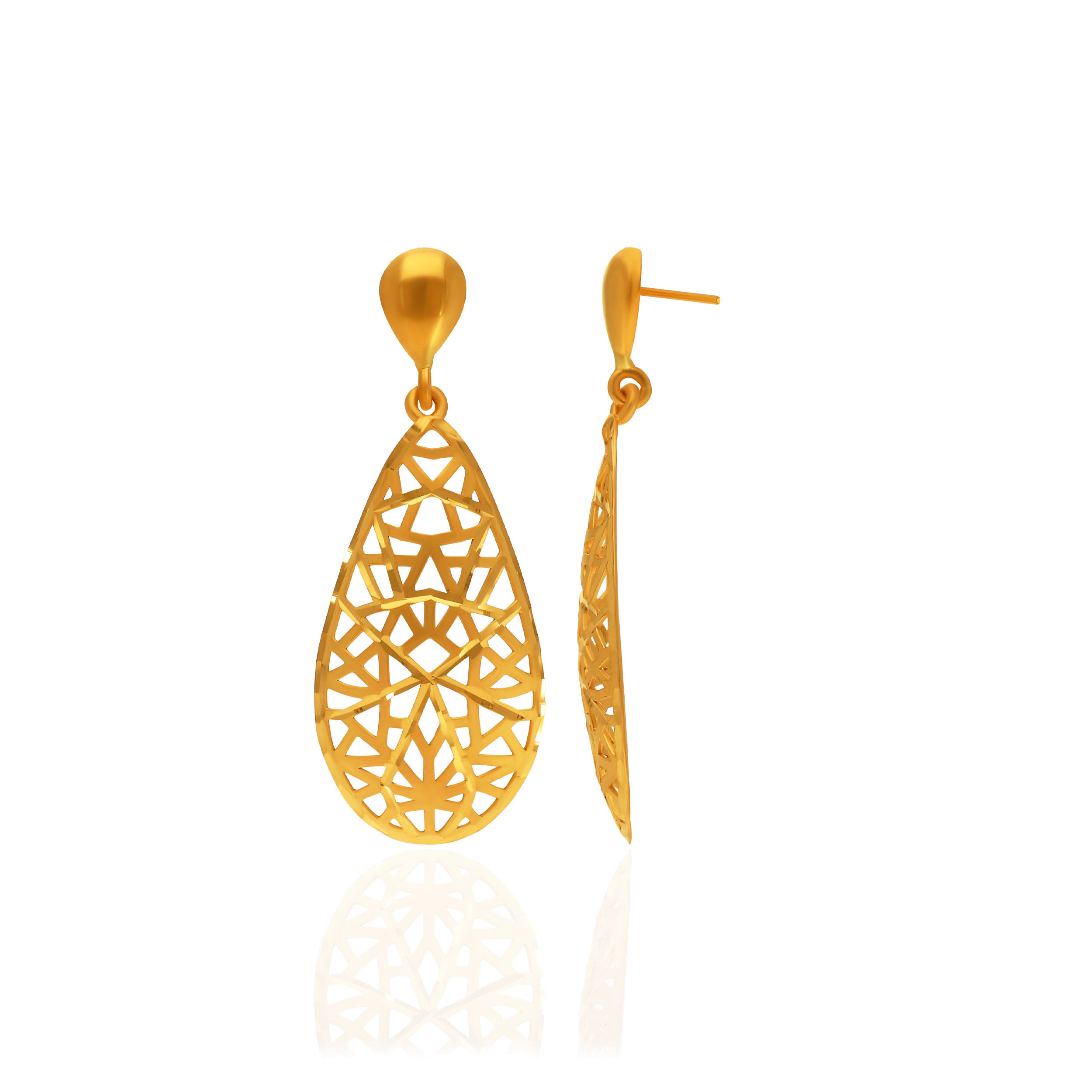 Lustre Cutwork Gold Earrings - Senco Gold and Diamonds