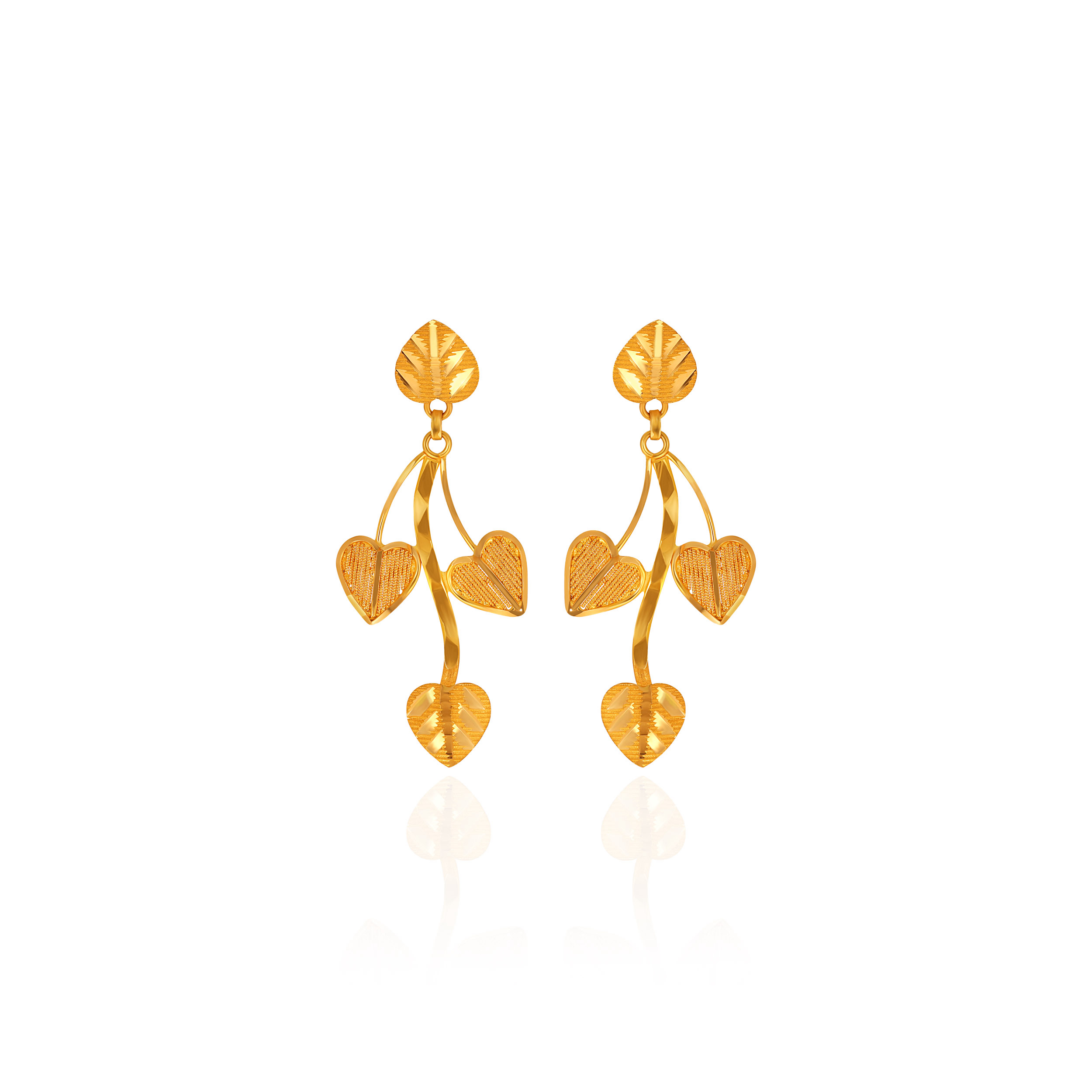 Modern Petal Gold Drop Earrings - Senco Gold and Diamonds