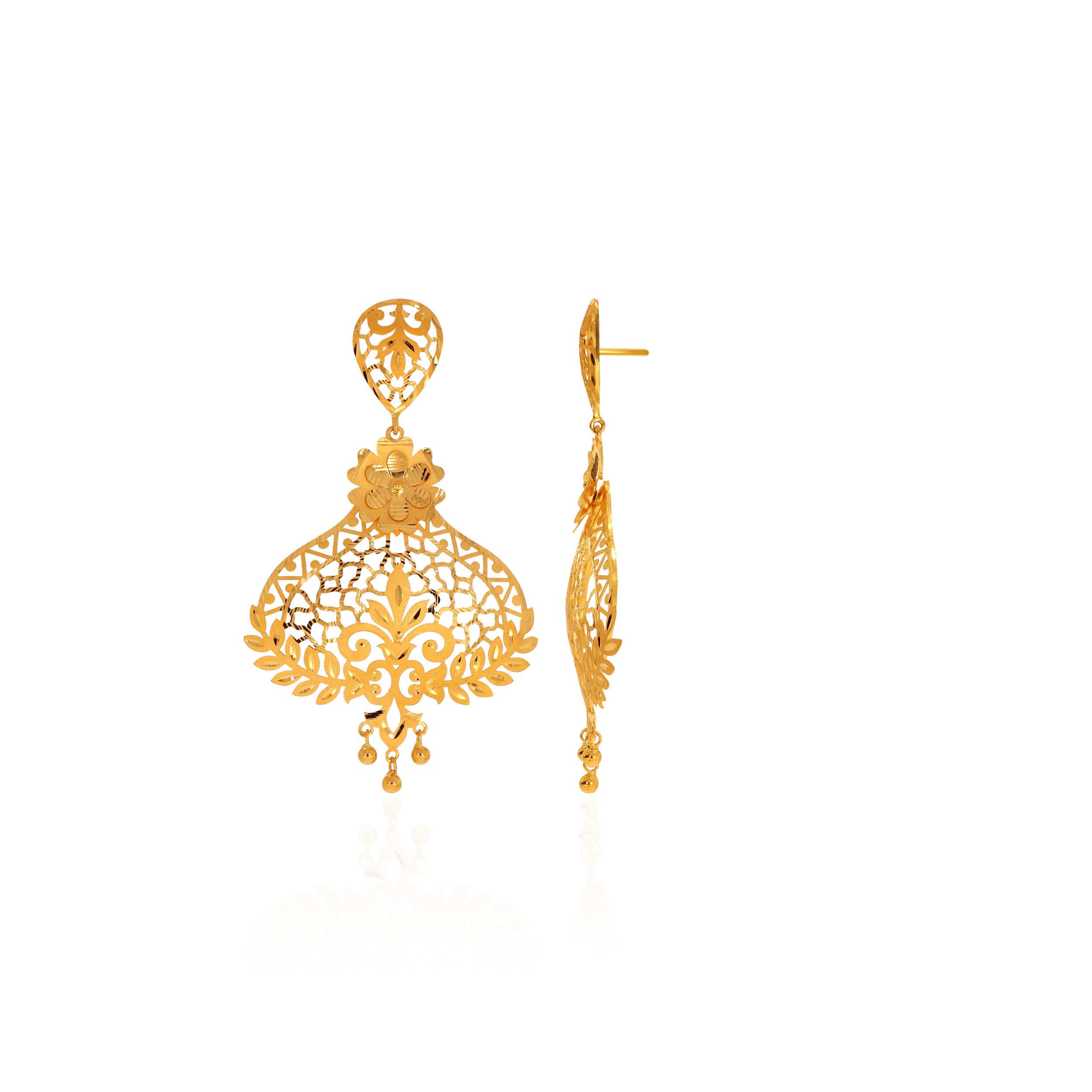 Ethnic Flora Gold Earrings - Senco Gold and Diamonds