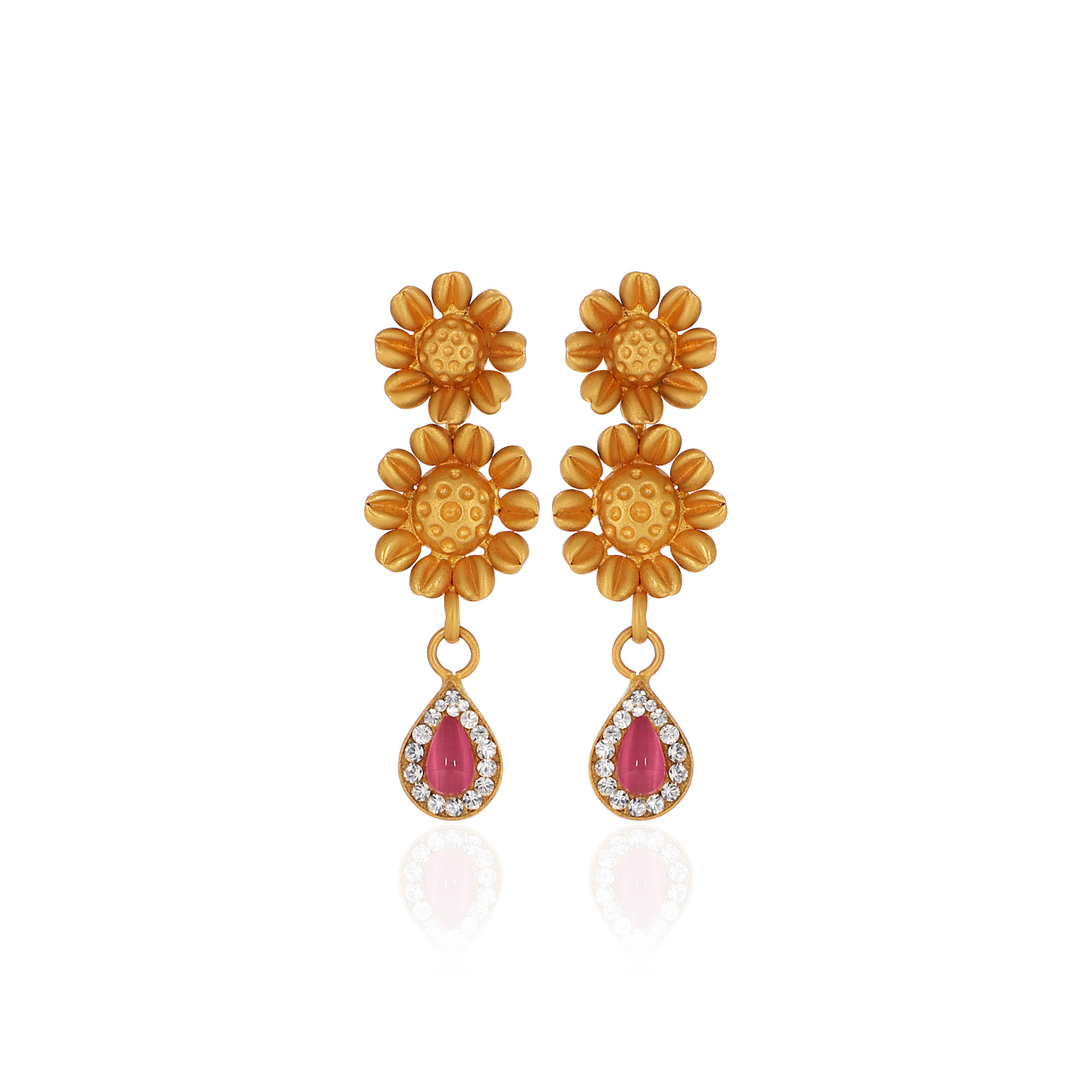 22K Yellow Gold Antique Kundan Drop Earrings-GPGN-D000779687 - Senco Gold and Diamonds