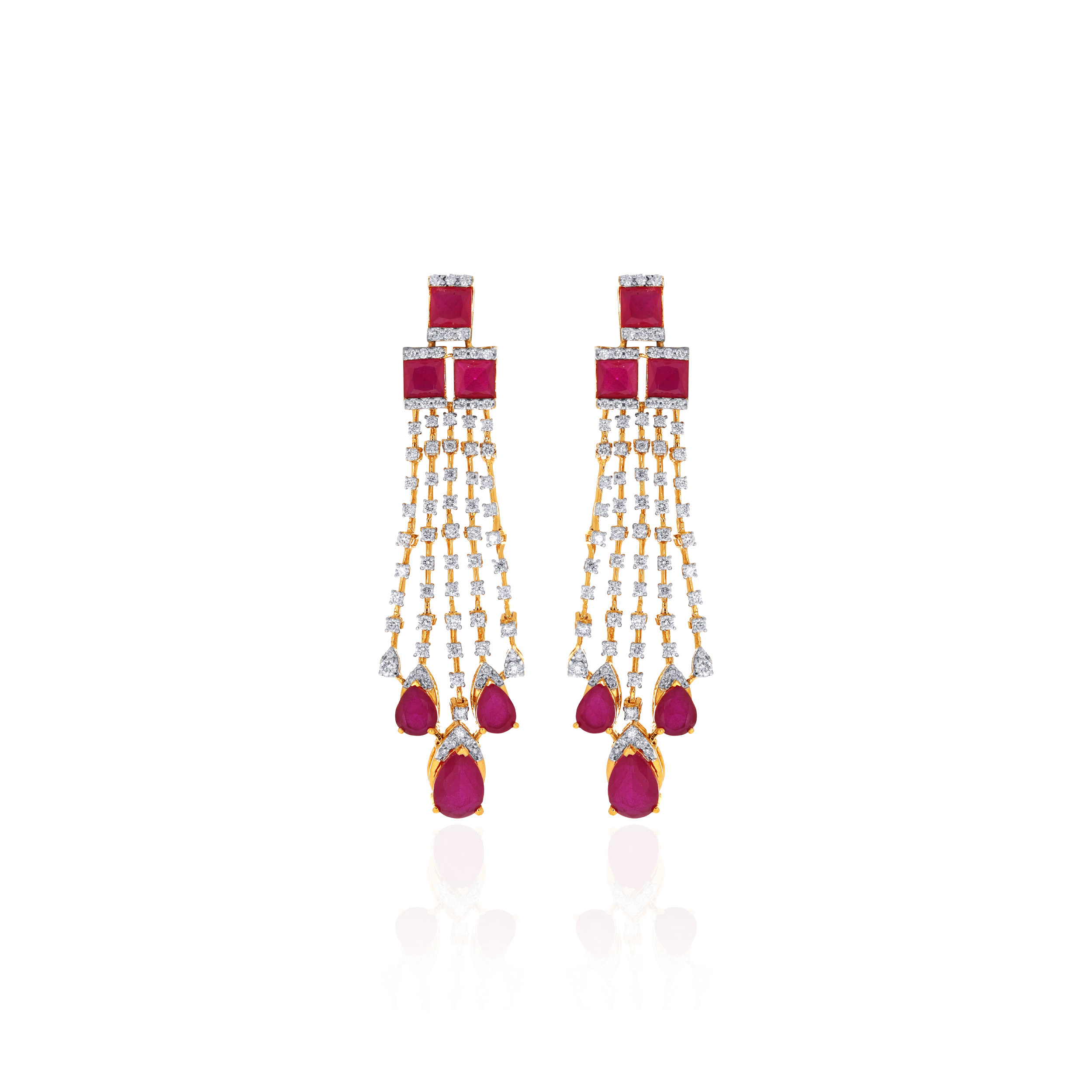 Rosy Waterfall Diamond Earrings - Senco Gold and Diamonds