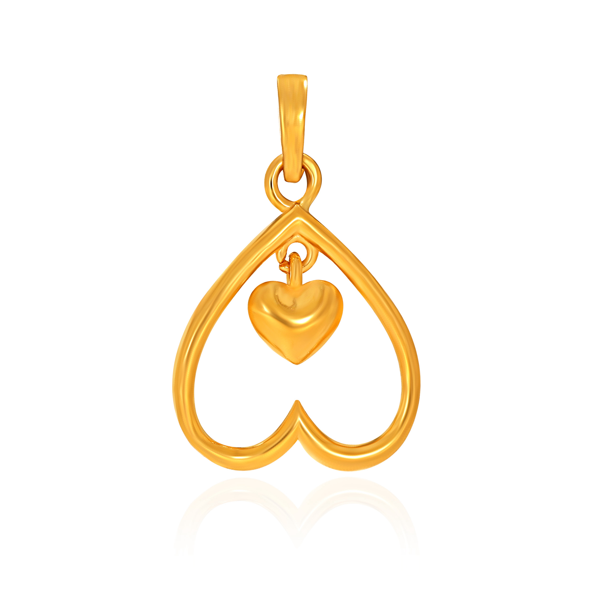 Inverted Heart Gold Pendant - Senco Gold and Diamonds