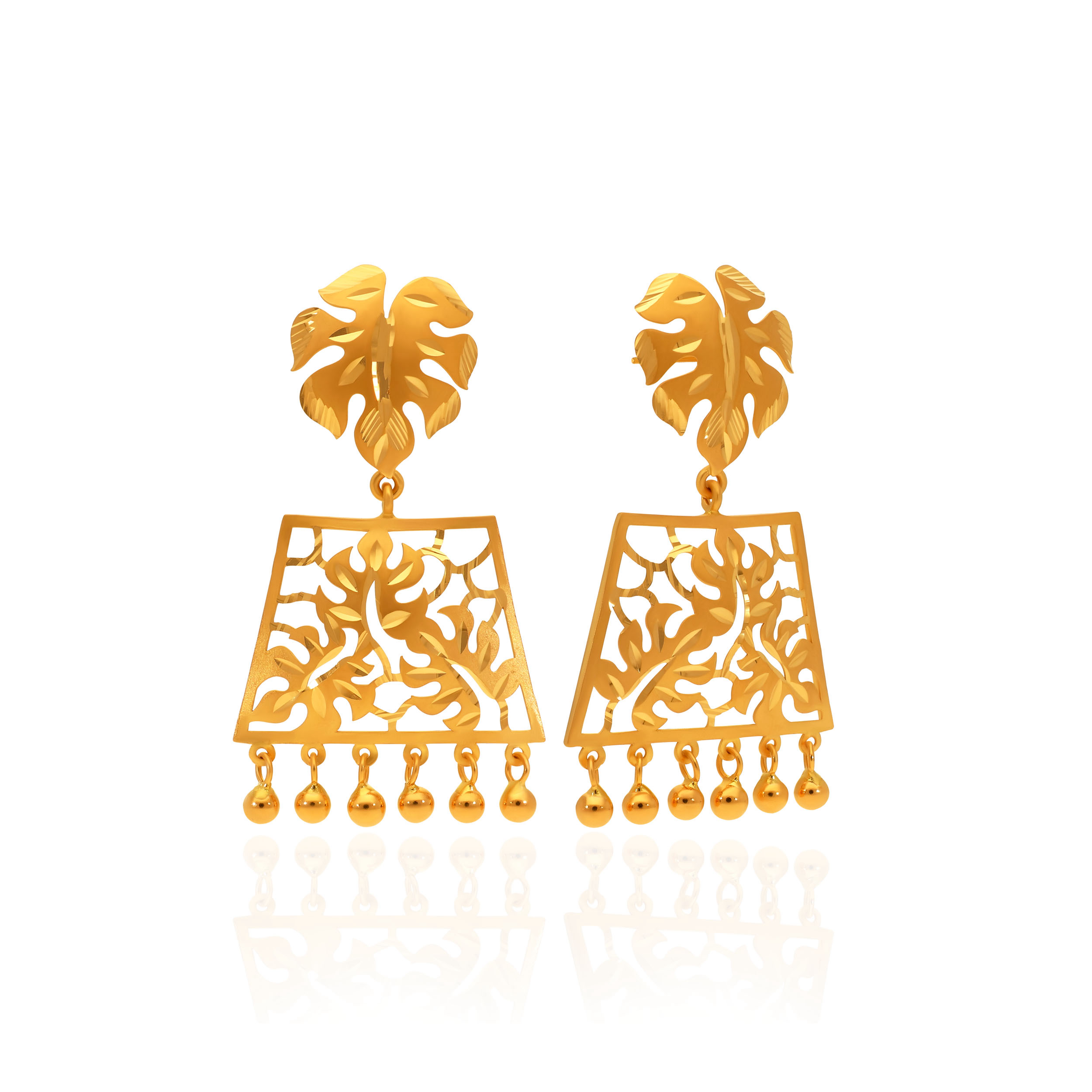 Artisan Vine Gold Drop Earrings - Senco Gold and Diamonds