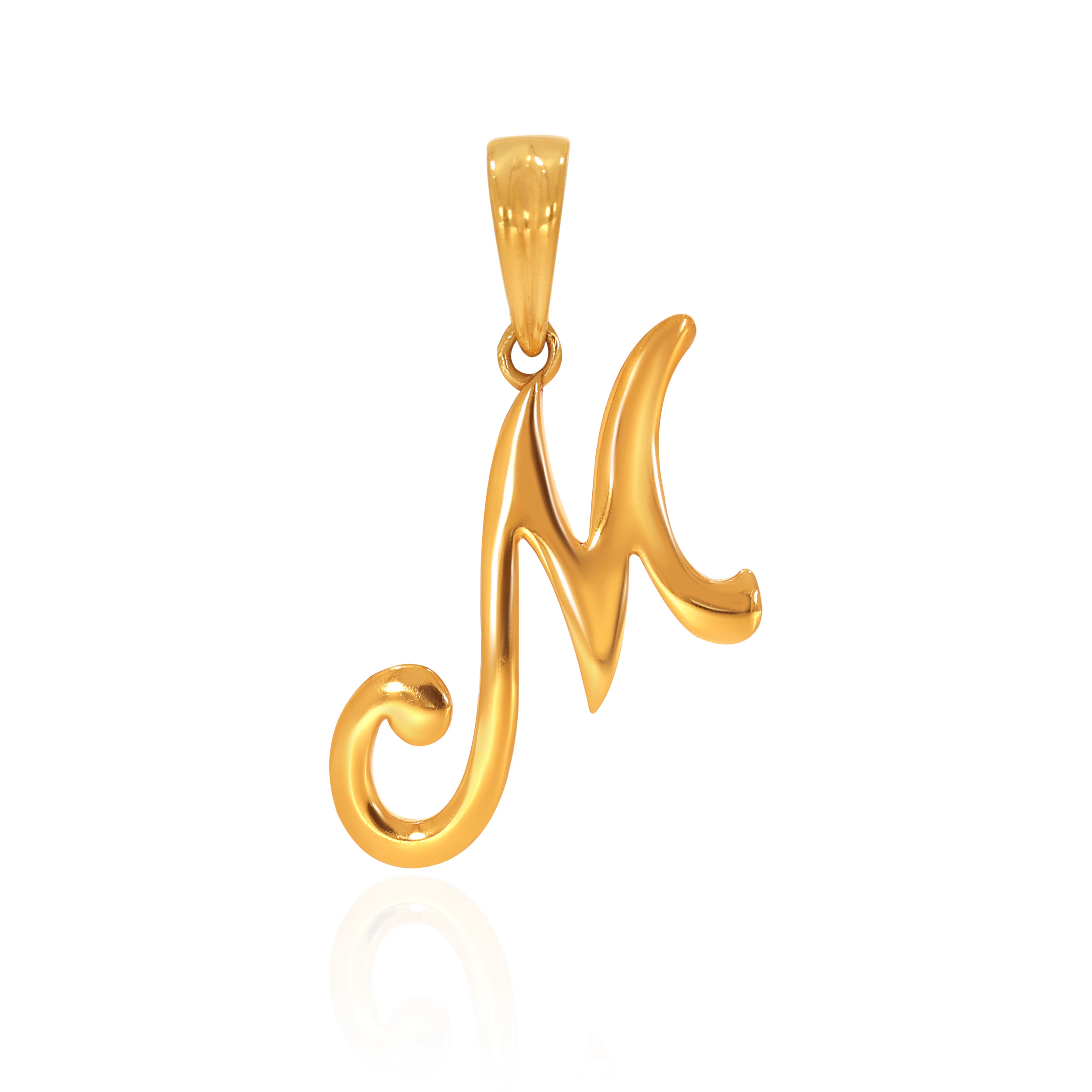 22K Yellow Gold M Alphabet Pendant-GPN-D000623597 - Senco Gold and Diamonds