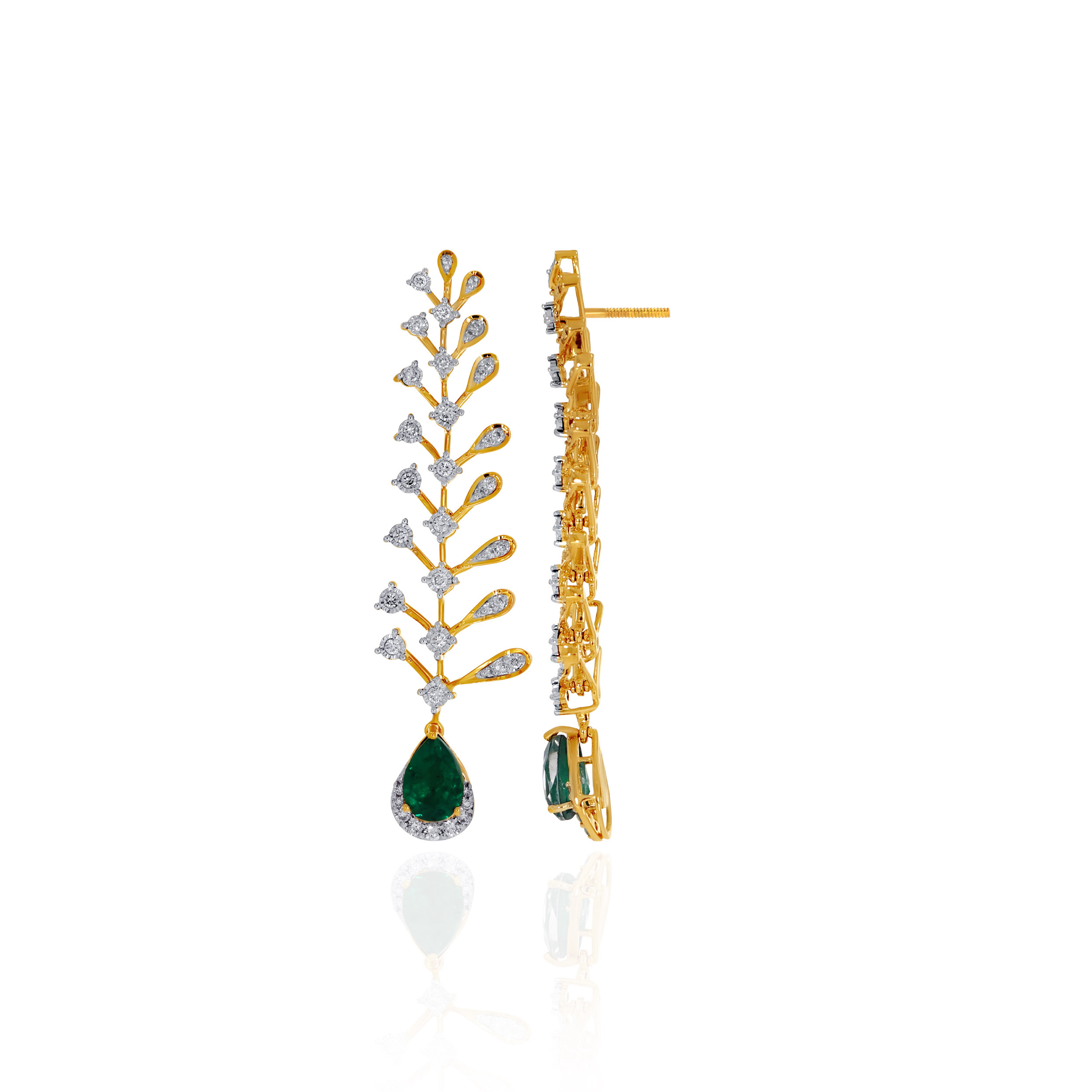 Vine Whisper Diamond Long Earrings - Senco Gold and Diamonds