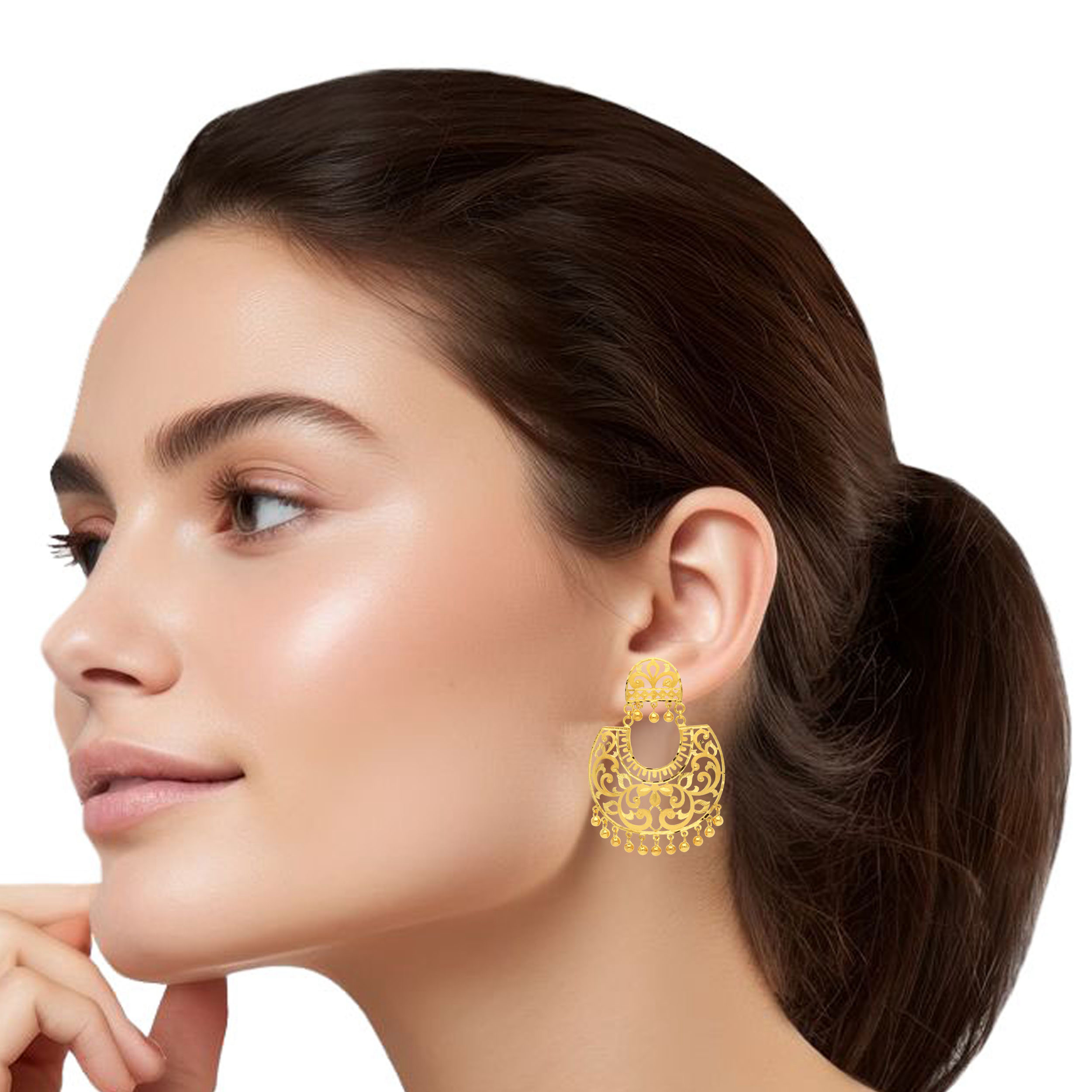Radiant Art Gold Chandbali Earrings - Senco Gold and Diamonds
