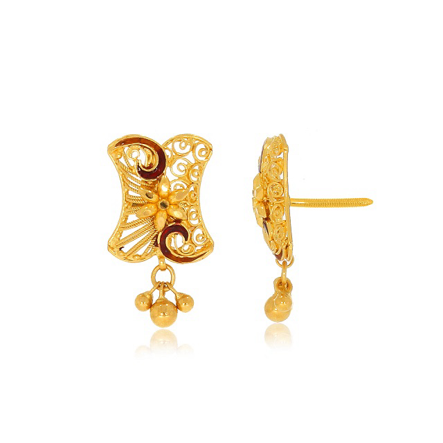 Filigree Grace Gold Studs - Senco Gold and Diamonds