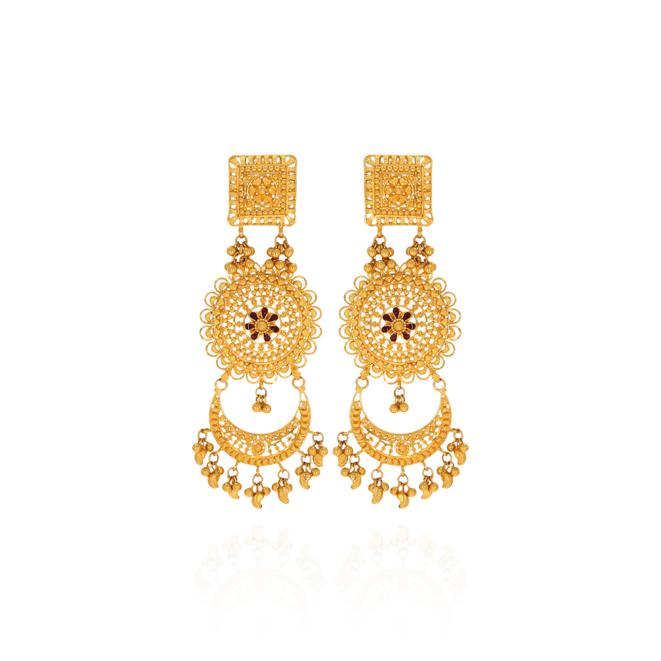 Royale Crescent Tier Gold Earrings - Senco Gold and Diamonds