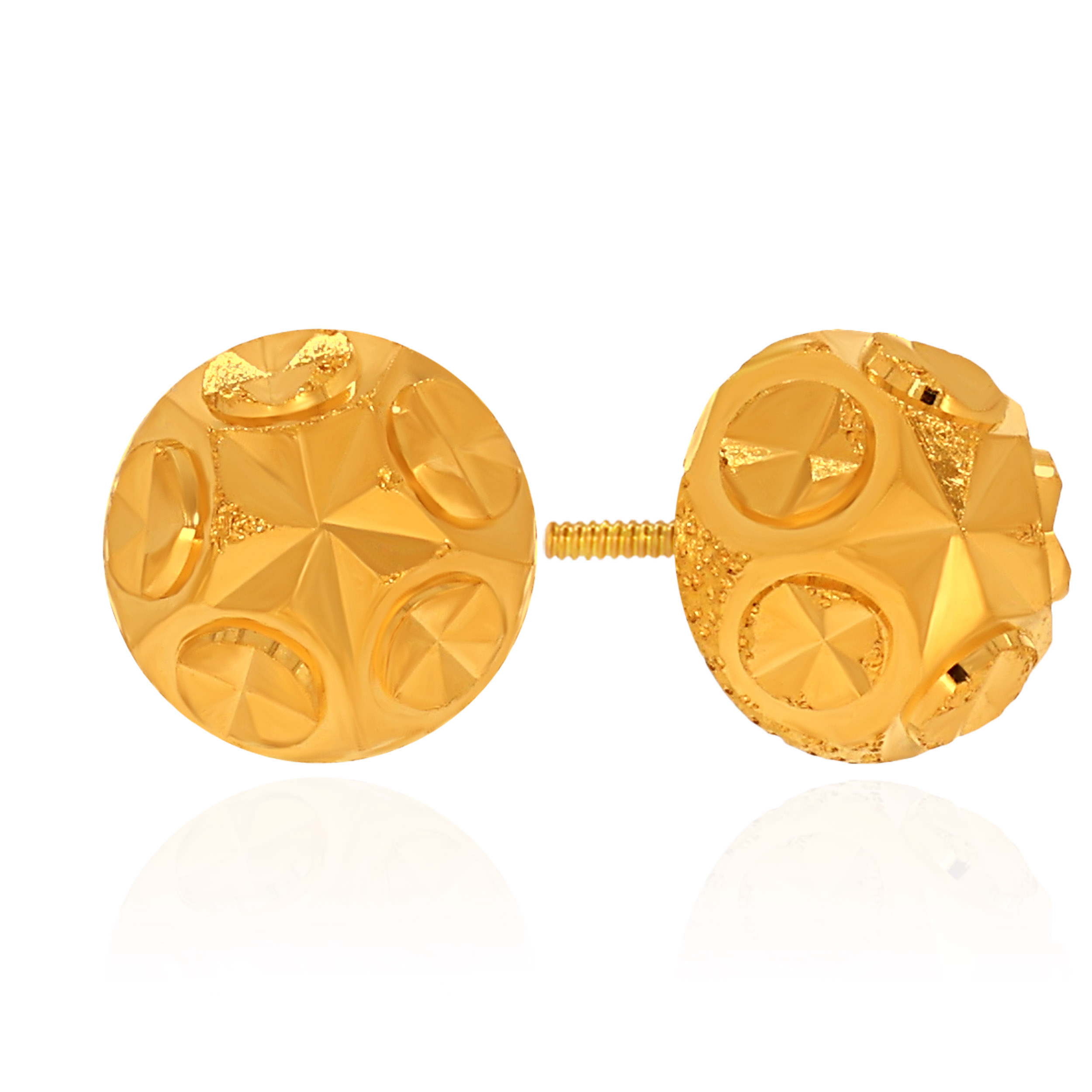 Glimmering Disc Gold Studs - Senco Gold and Diamonds