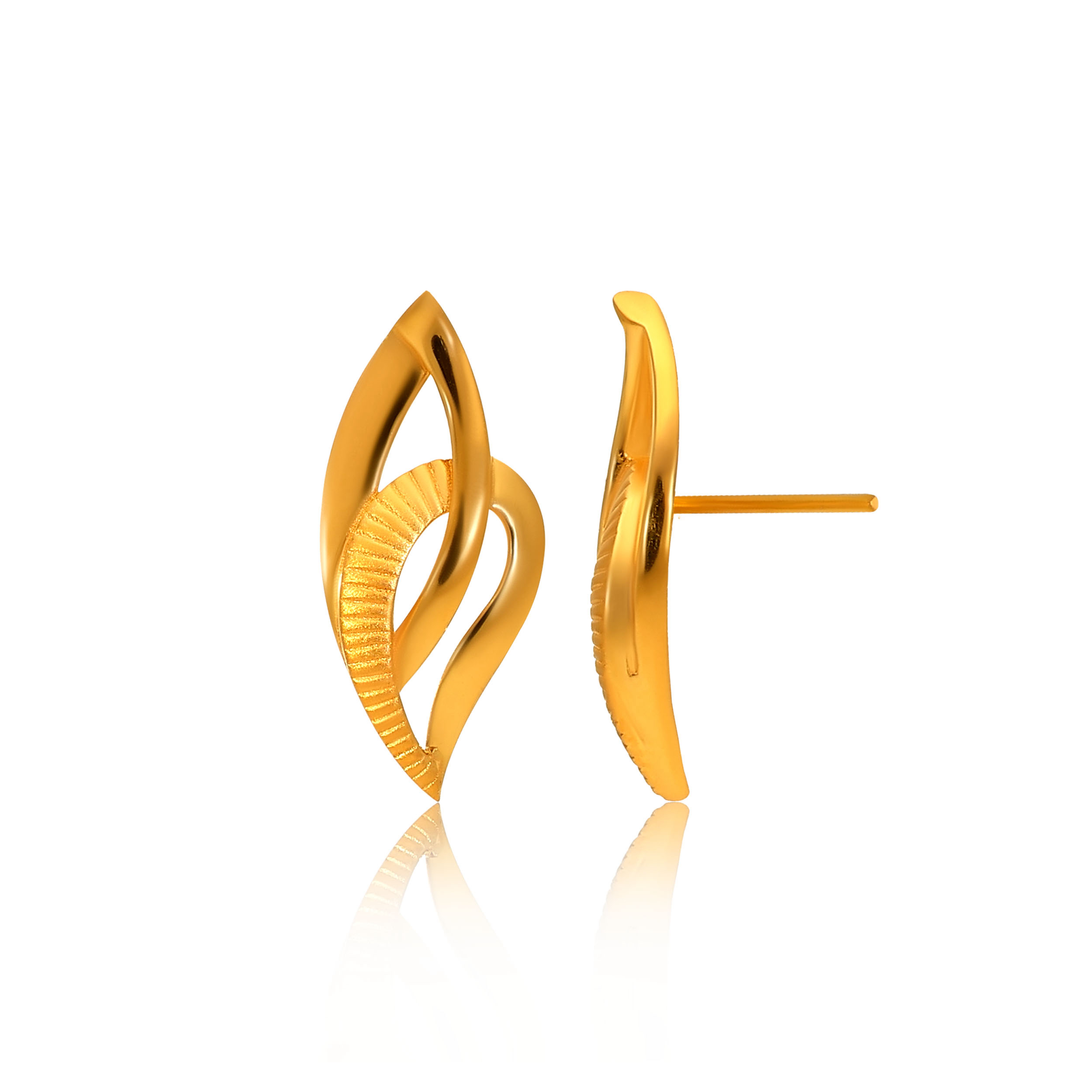 Artisan Leaf Gold Studs - Senco Gold and Diamonds