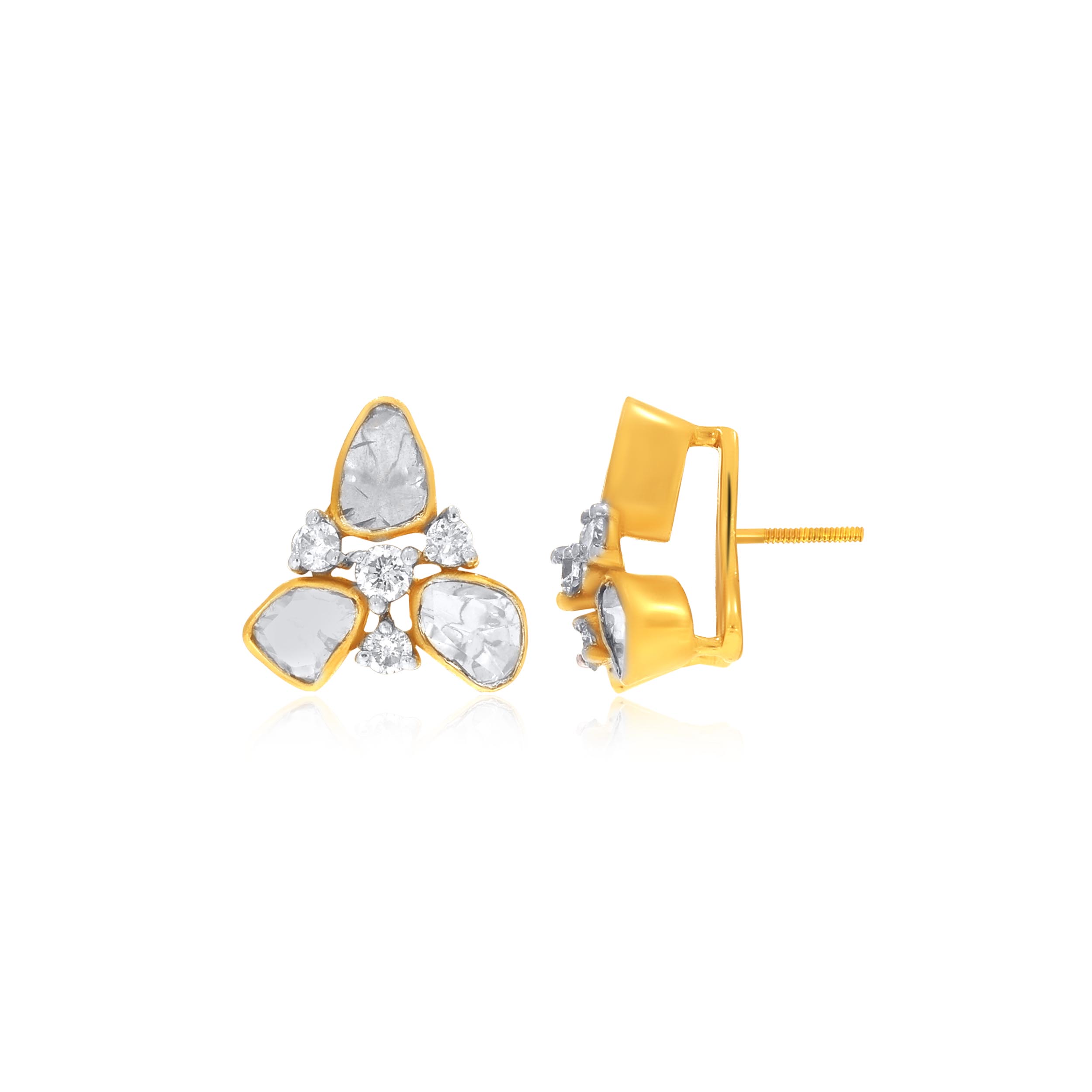 Trio Brilliance Polki Diamond Studs - Senco Gold and Diamonds