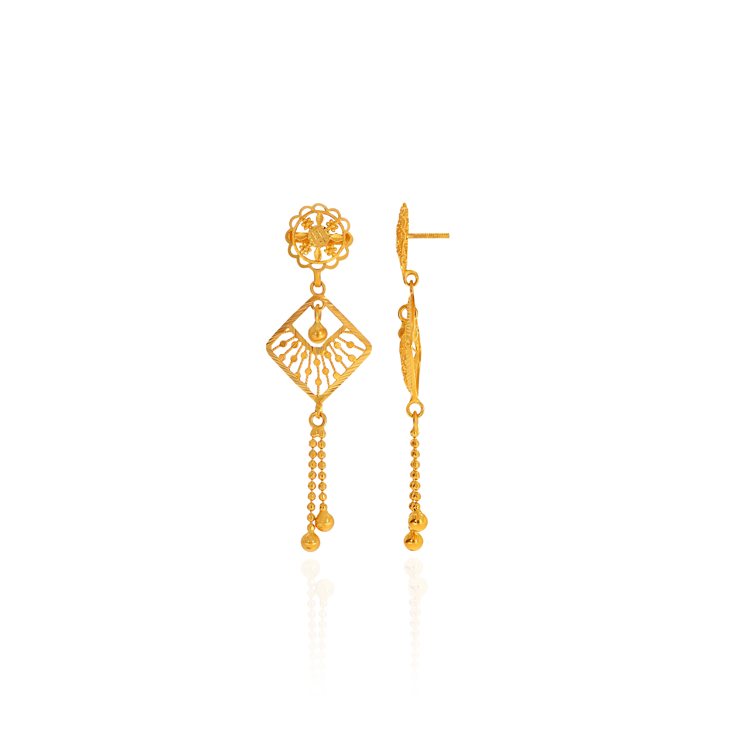 Radiant Allure Gold Long Earrings - Senco Gold and Diamonds