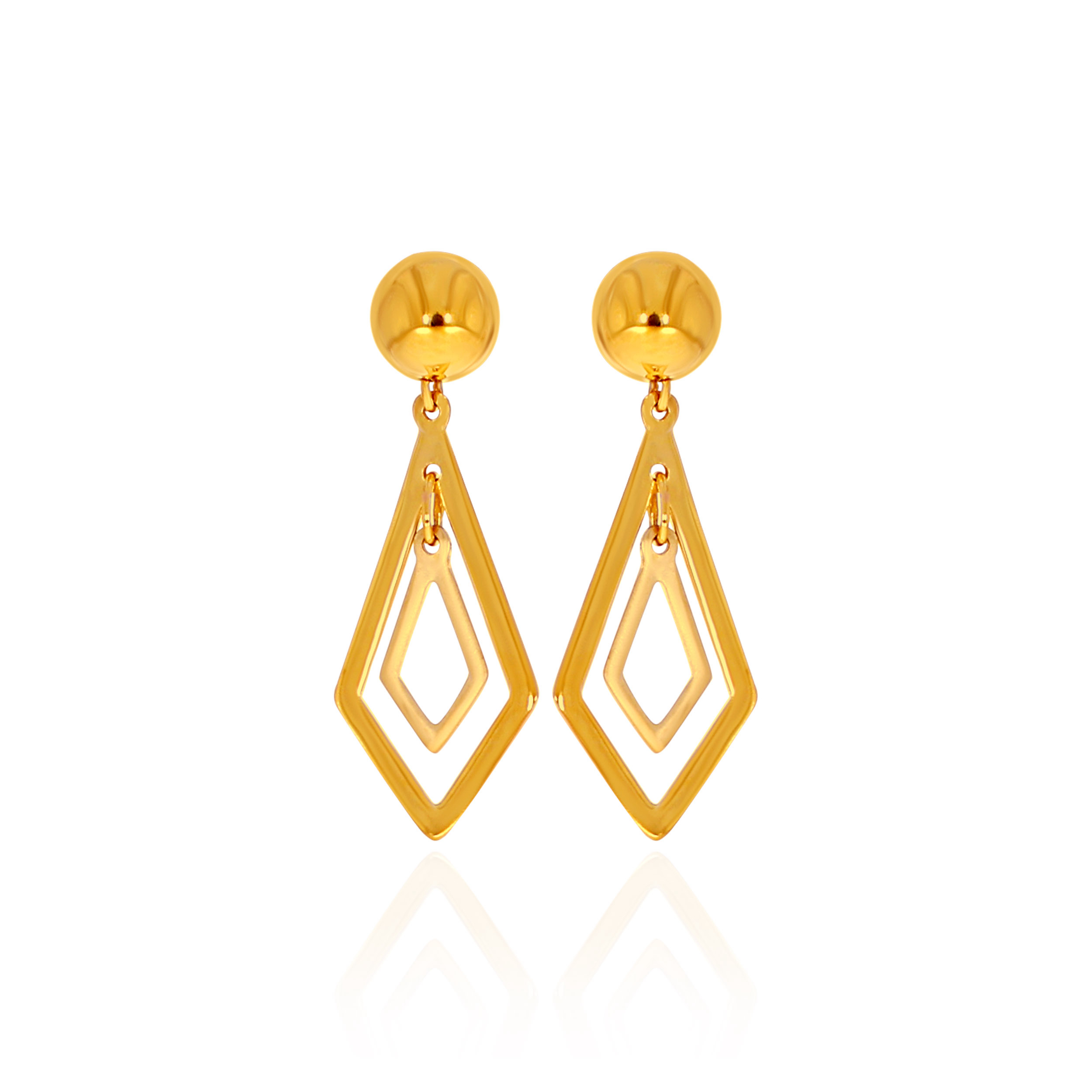 Rhombus Dangle Gold Earrings - Senco Gold and Diamonds