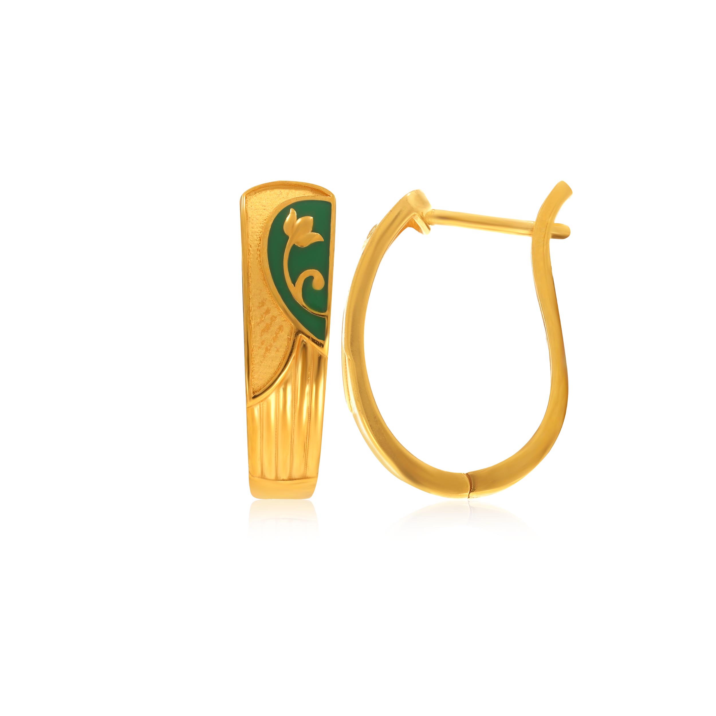 Verdant Lotus Gold Hoop Earrings - Senco Gold and Diamonds
