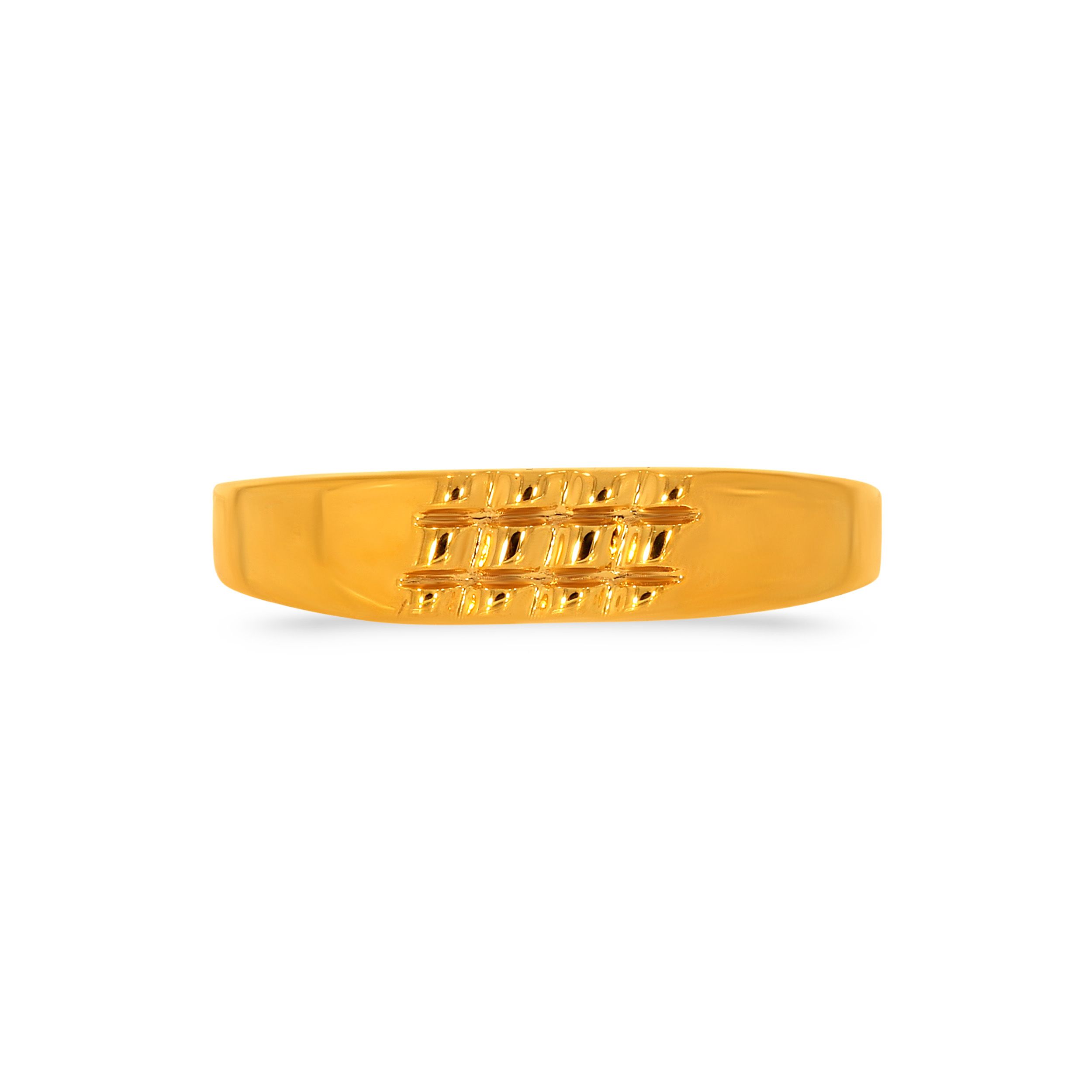Stylish Grid Mens Gold Ring alternate view 1
