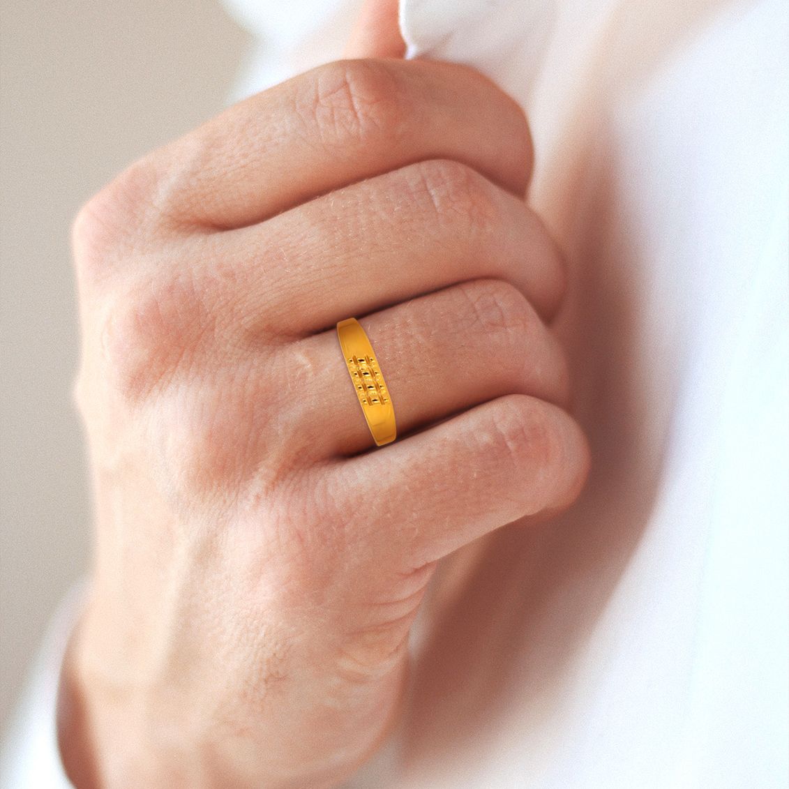 Stylish Grid Mens Gold Ring alternate view 3