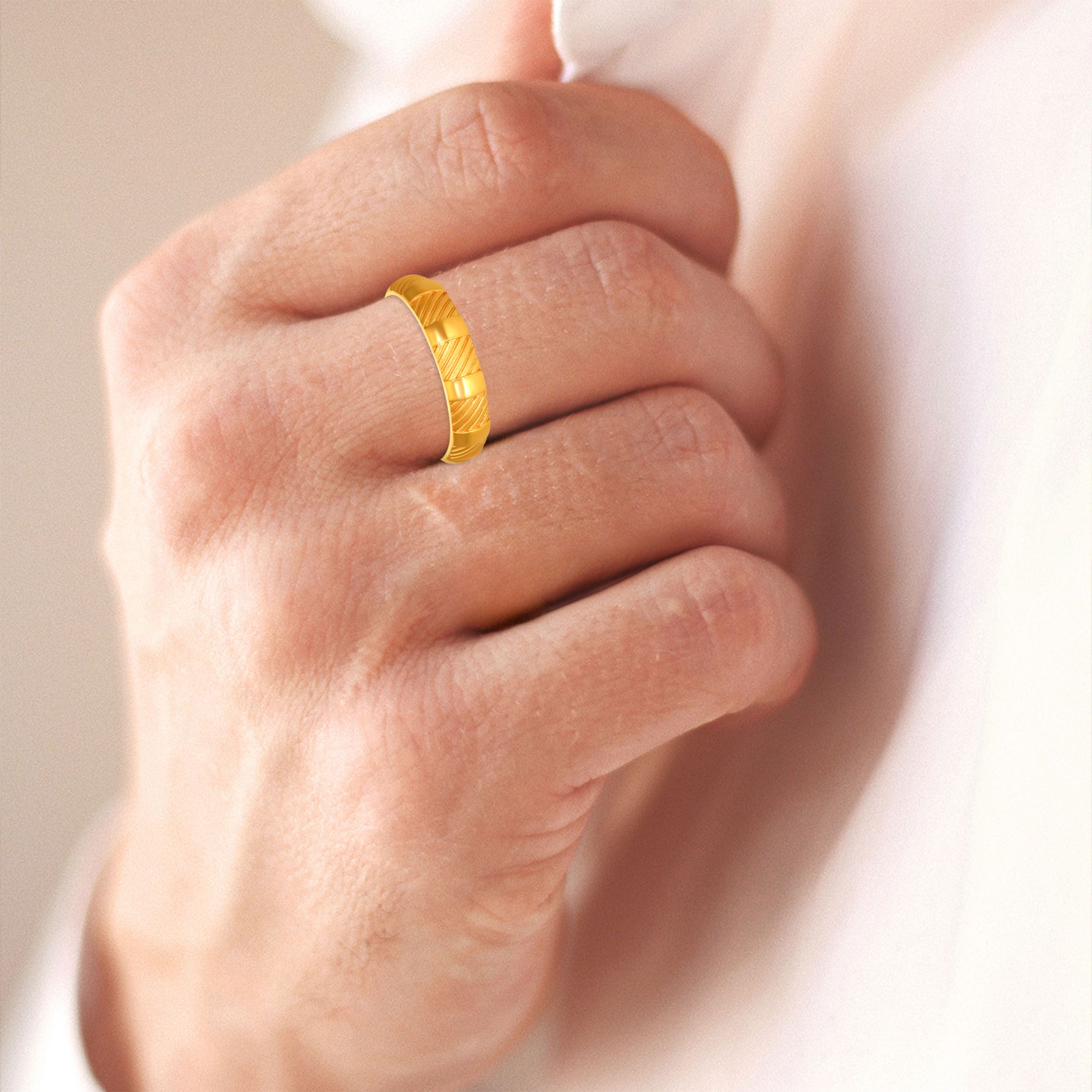 Textured Parallel Men's Gold Band alternate view 2