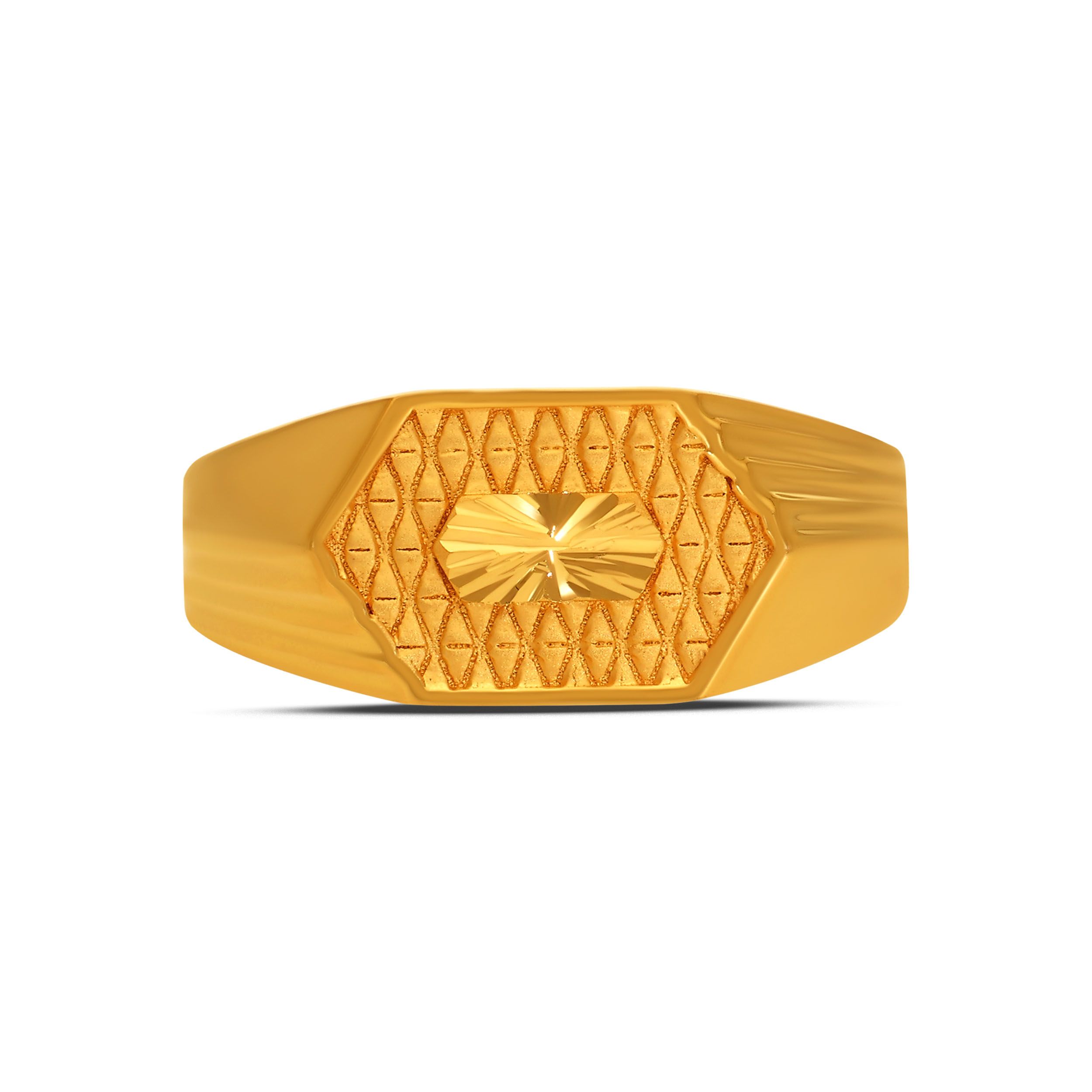 Hexagonal Signet Men's Gold Ring alternate view 1