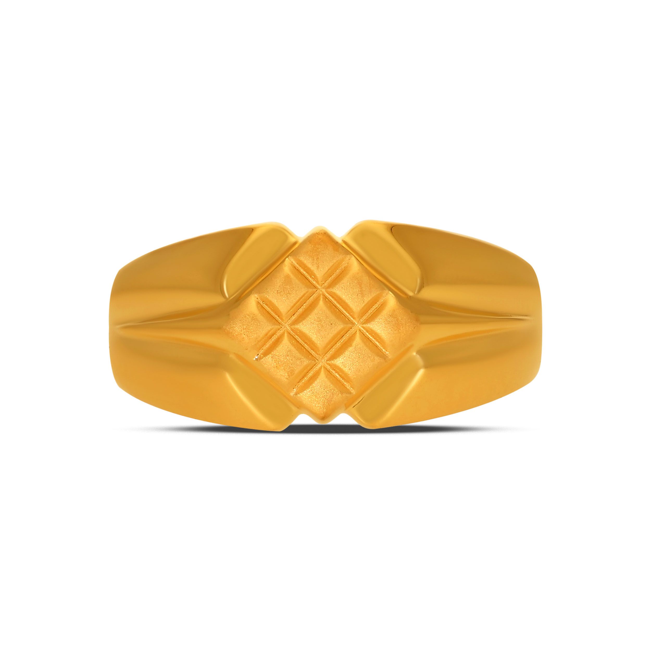 Minimalist Grid Men's Gold Band alternate view 1
