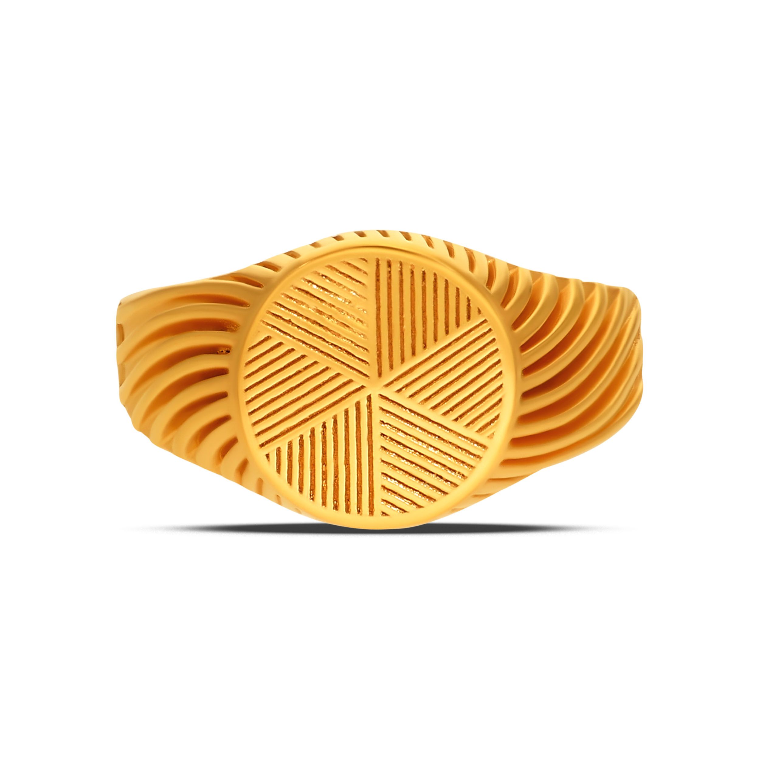 Radial Patterned Men's Gold Ring alternate view 1