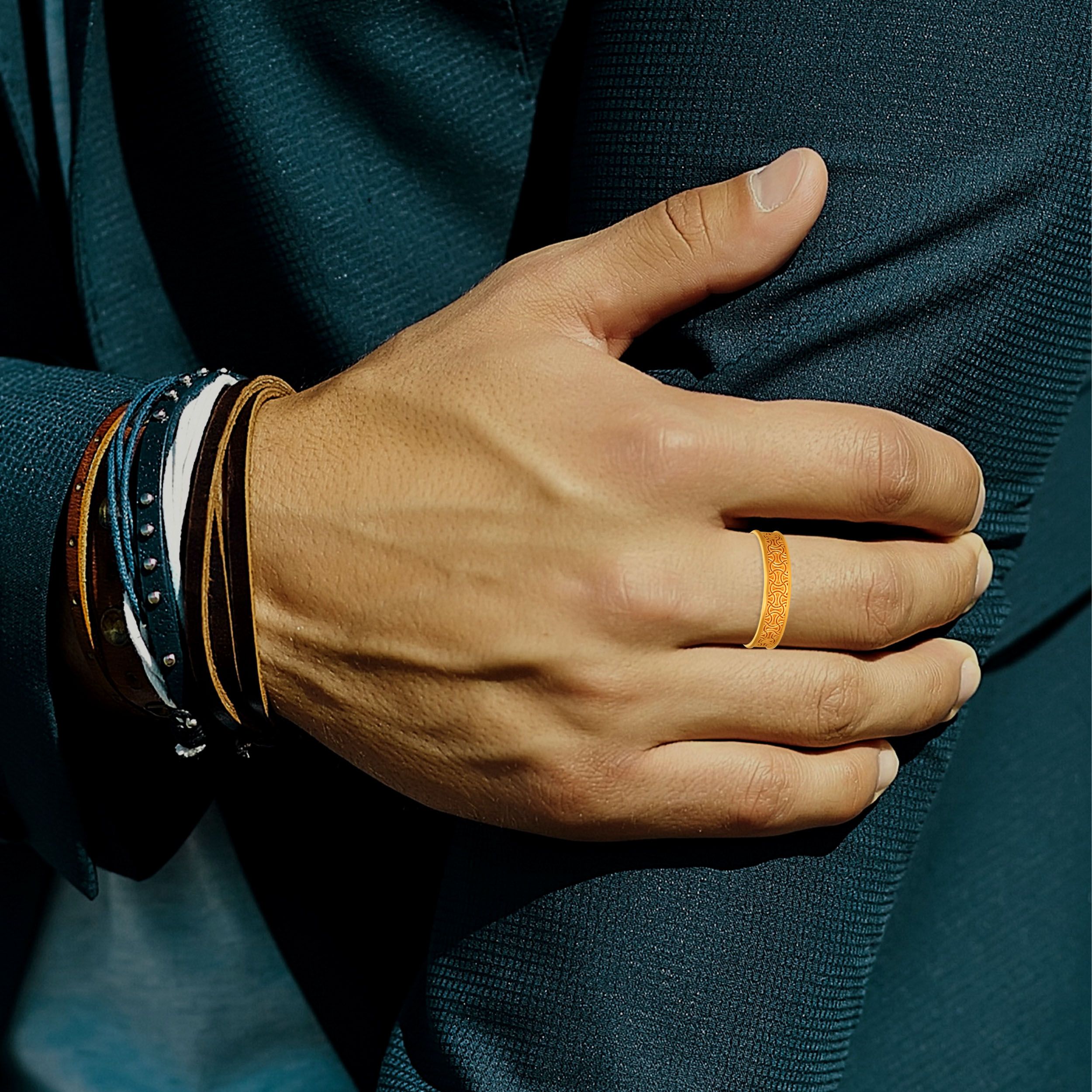 Artisan Texture Men's Gold Ring alternate view 2
