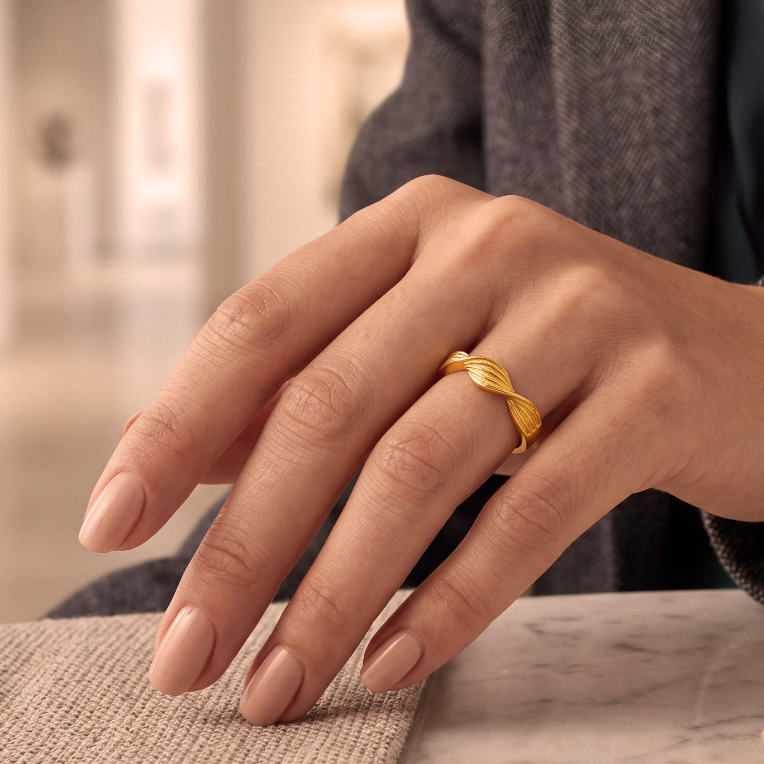 Twisted Foliage Gold Ring alternate view 3