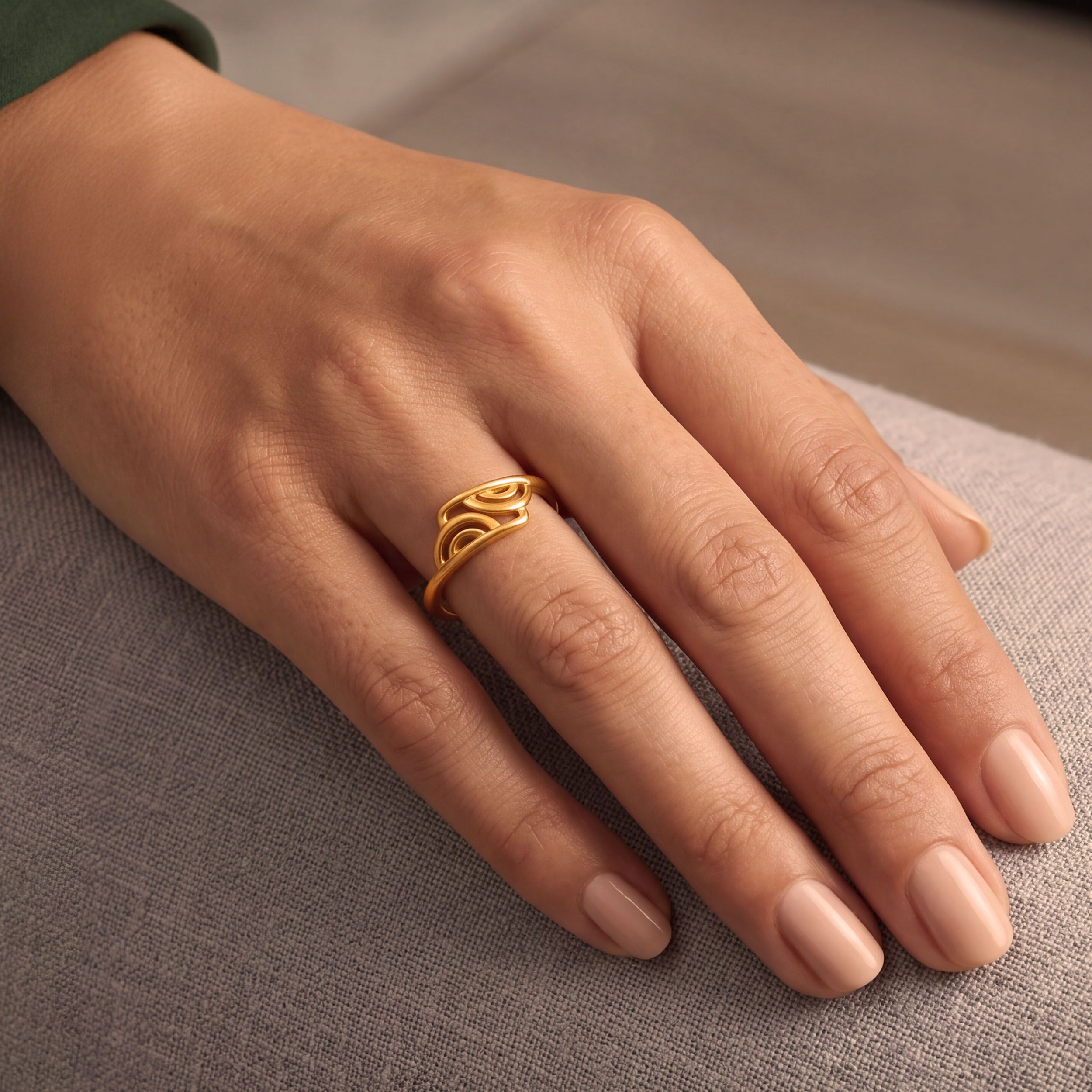 Parallel Ripple Gold Ring image